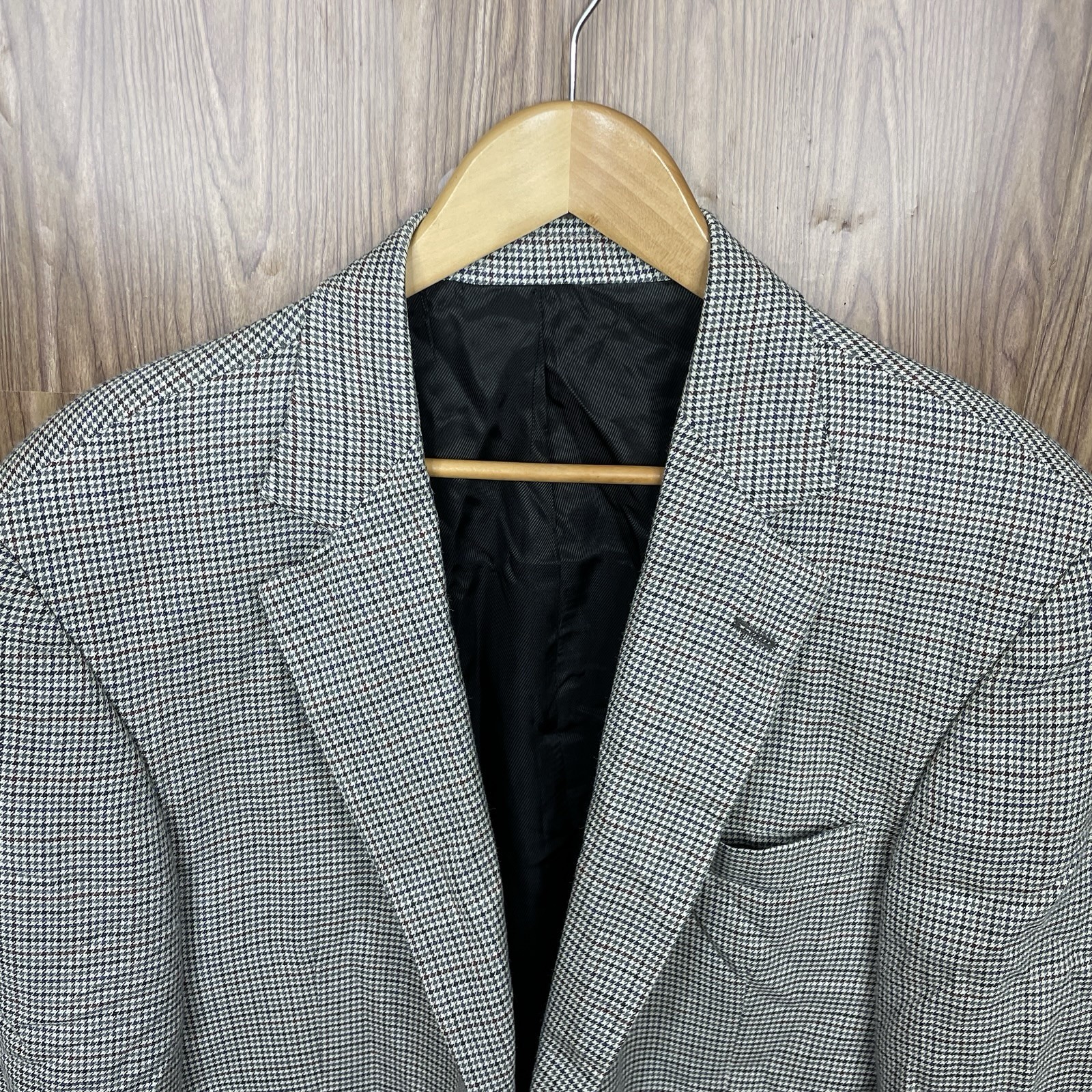 Graves Cox Sport Coat Mens 42R White Multicolor Hondstooth Two Buttons