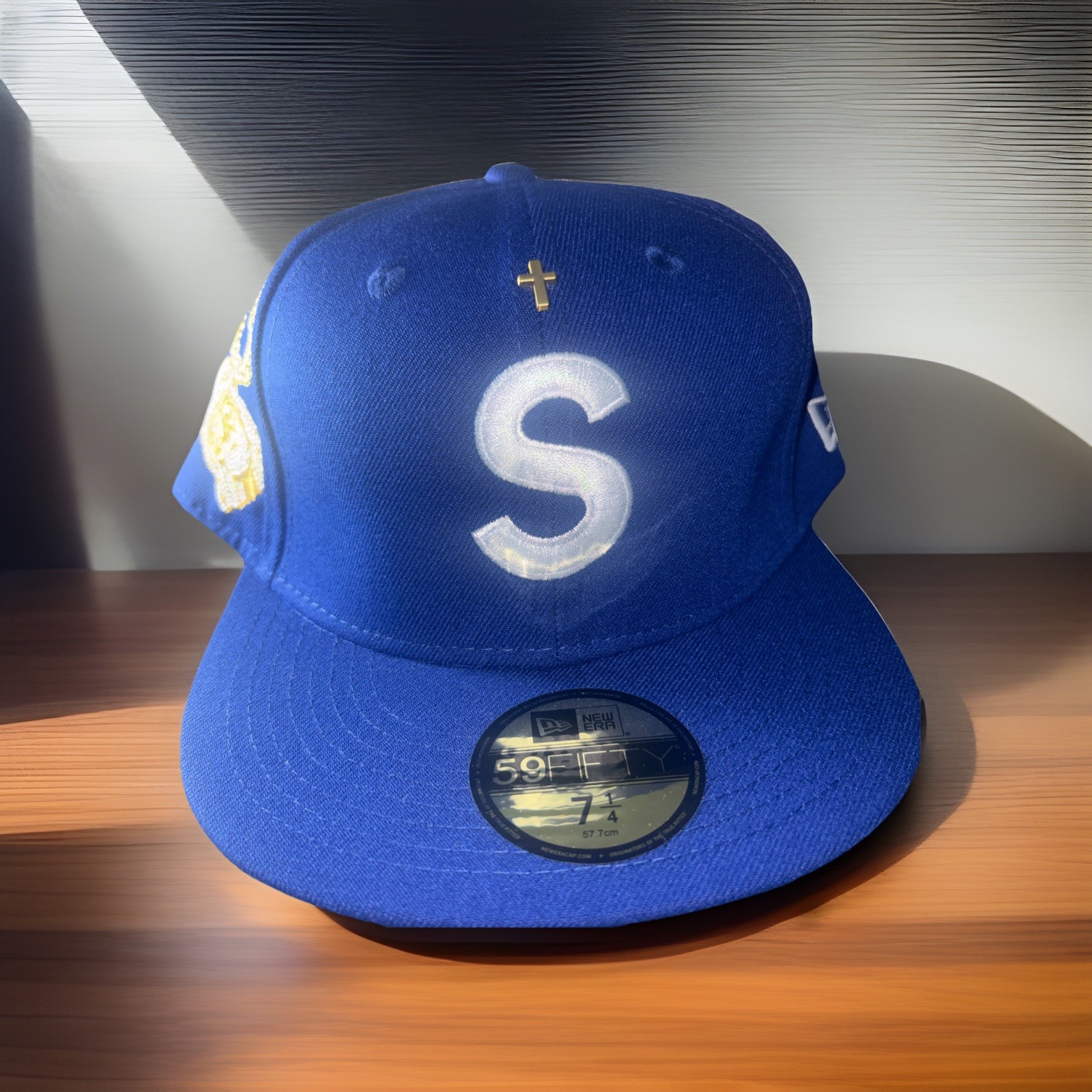 New Era 59Fifty Supreme S Logo SFitted Hat Size 71/4 blue