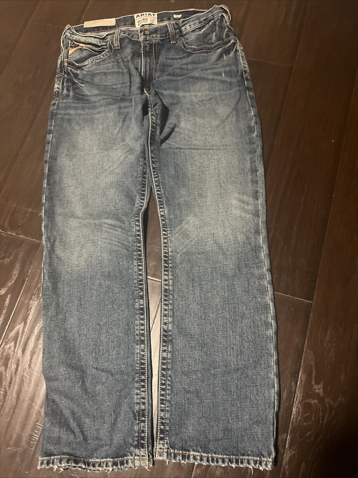 Ariat Men’s M4 Low Rise Relaxed Boot Cut 38×34 Distressed Blue Jeans
