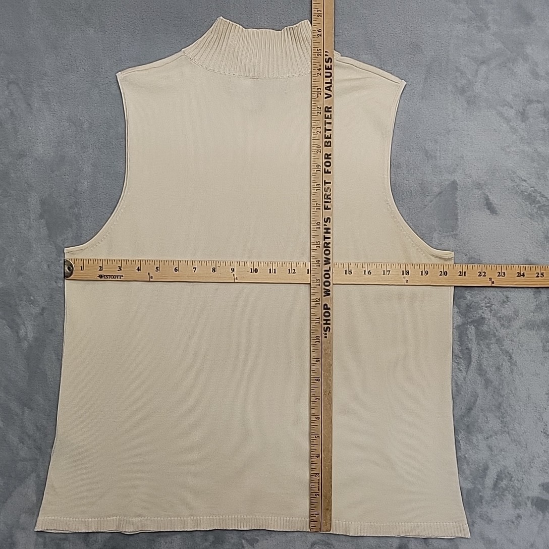 Josephine Chaus Top Women L Cream Sleeveless Silk Blend Classic Capsule Wardrobe