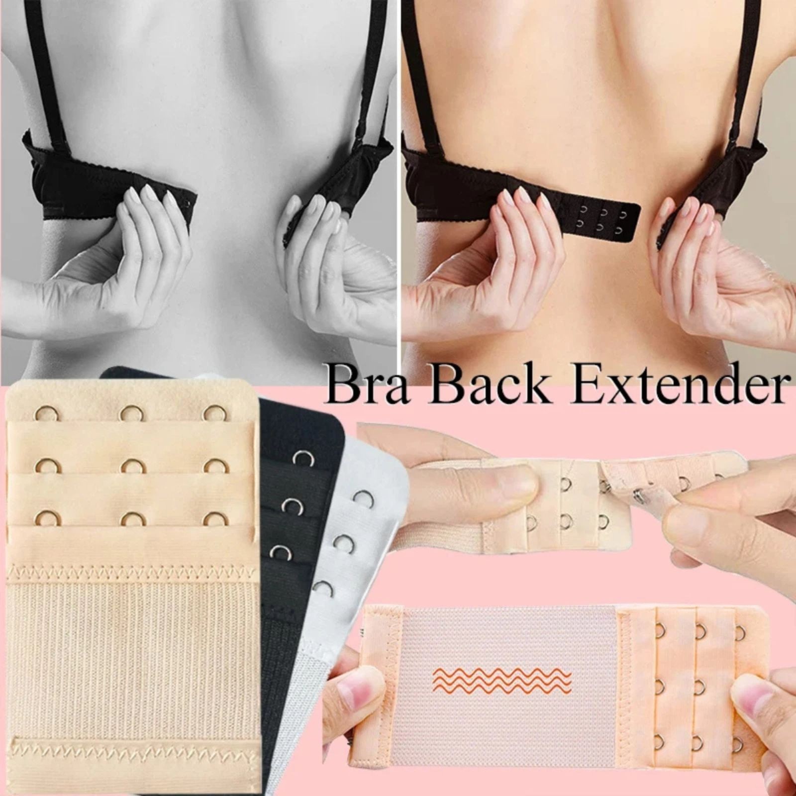 3ROW 2,3,4 Hook Bra Extender Extension Bra Strap Strapless Underwear Maternity