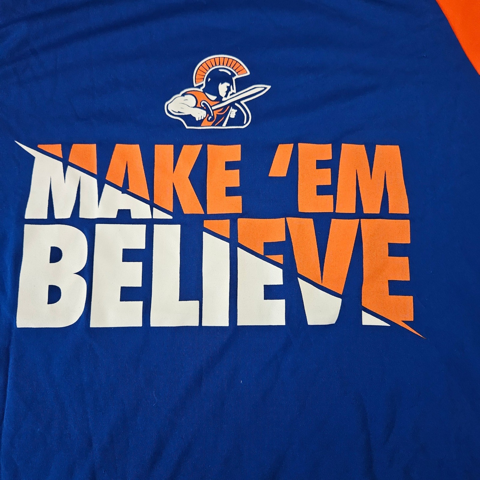 Augusta Sportswear Make Em Believe Adult M Blue Orange Raglan T Shirt