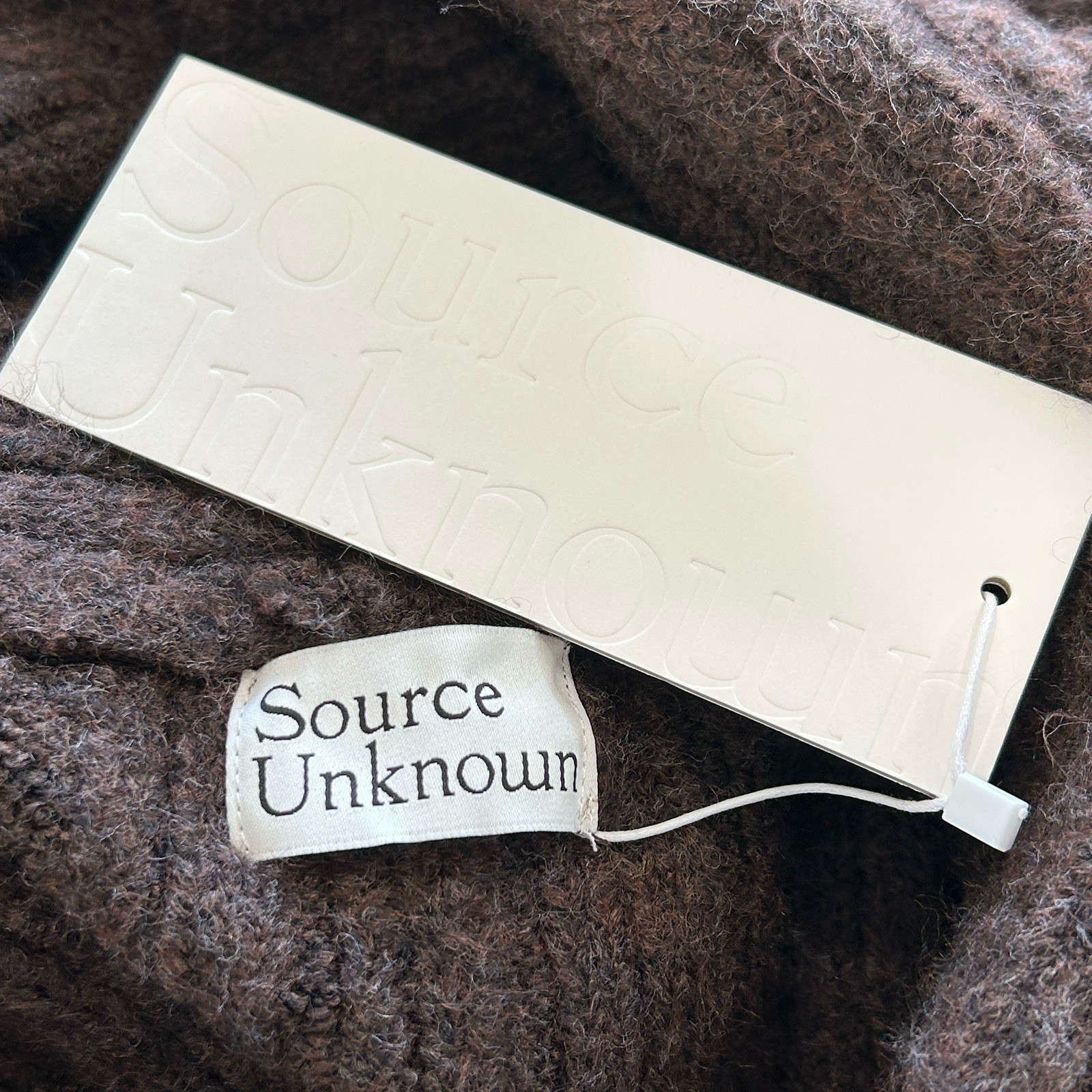 Source Unknown Becca Oversized Sweater O/S Chunky Knit Money Roll Neck Brown NEW
