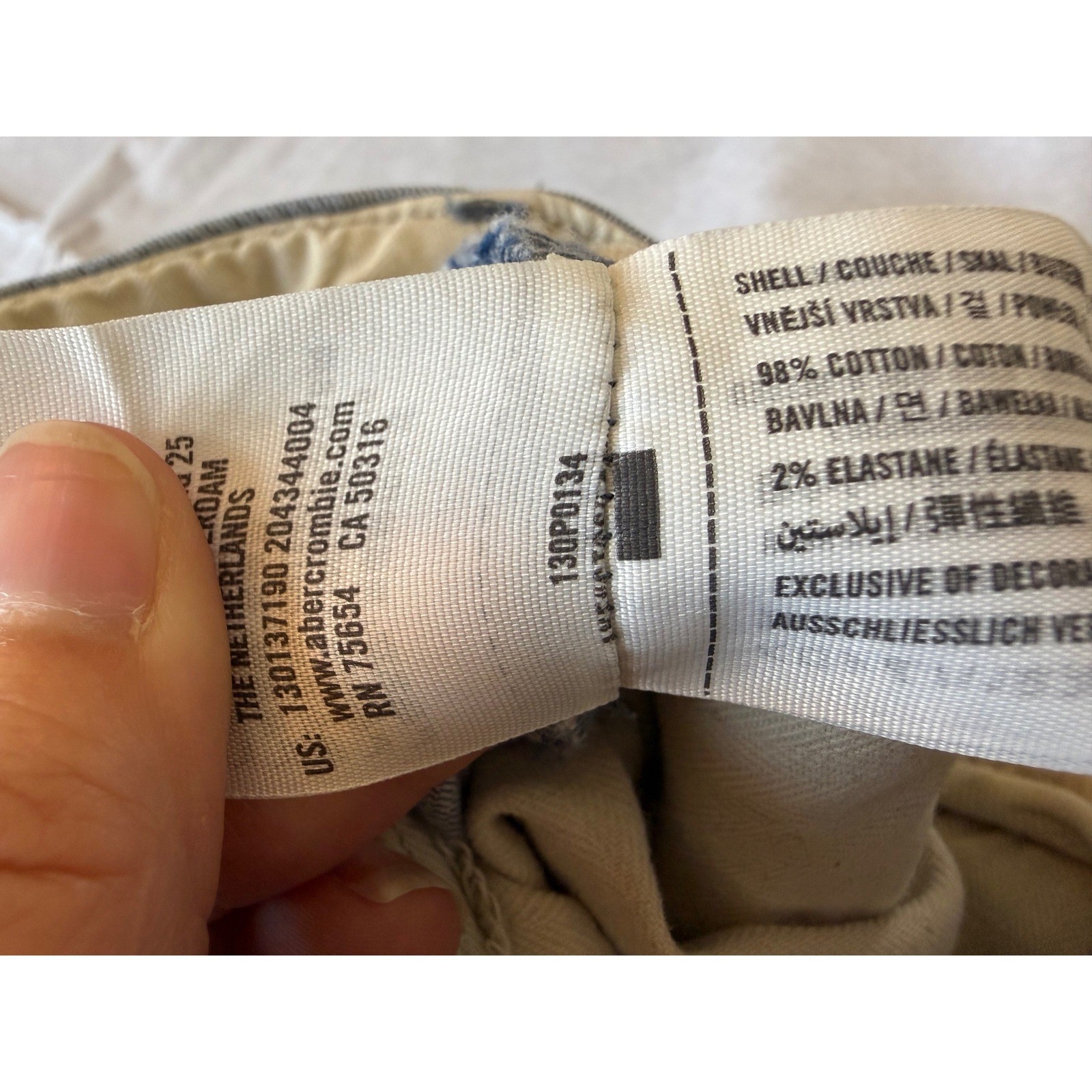 Abercrombie & Fitch Men Seersucker Chino Pants 31X32 Blue Striped Cotton Stretch