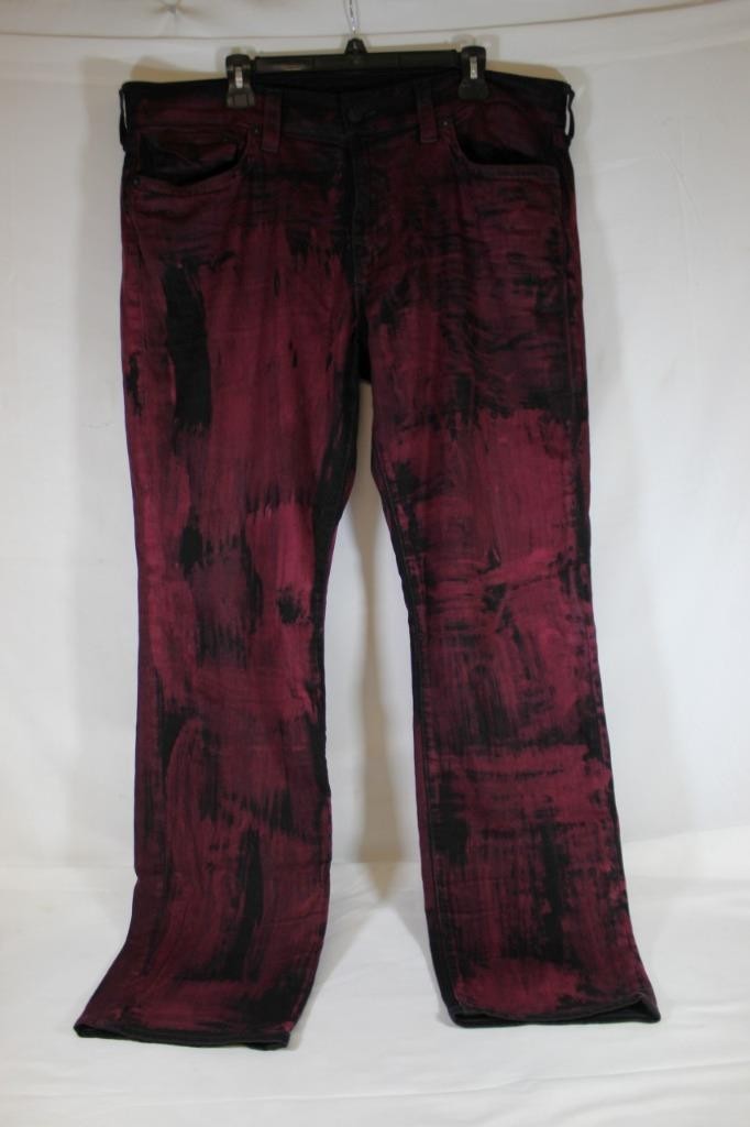 True Religion Geno W Flap SE Relaxed Slim Jeans, Red & Black, Size 38