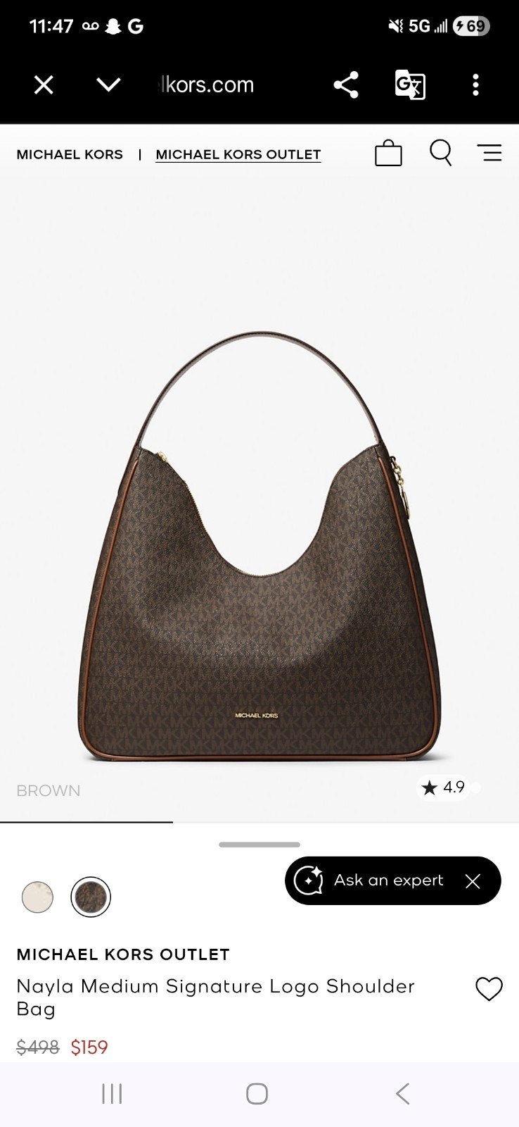 Michael Kors Nayla Medium Signature Logo Shoulder Bag