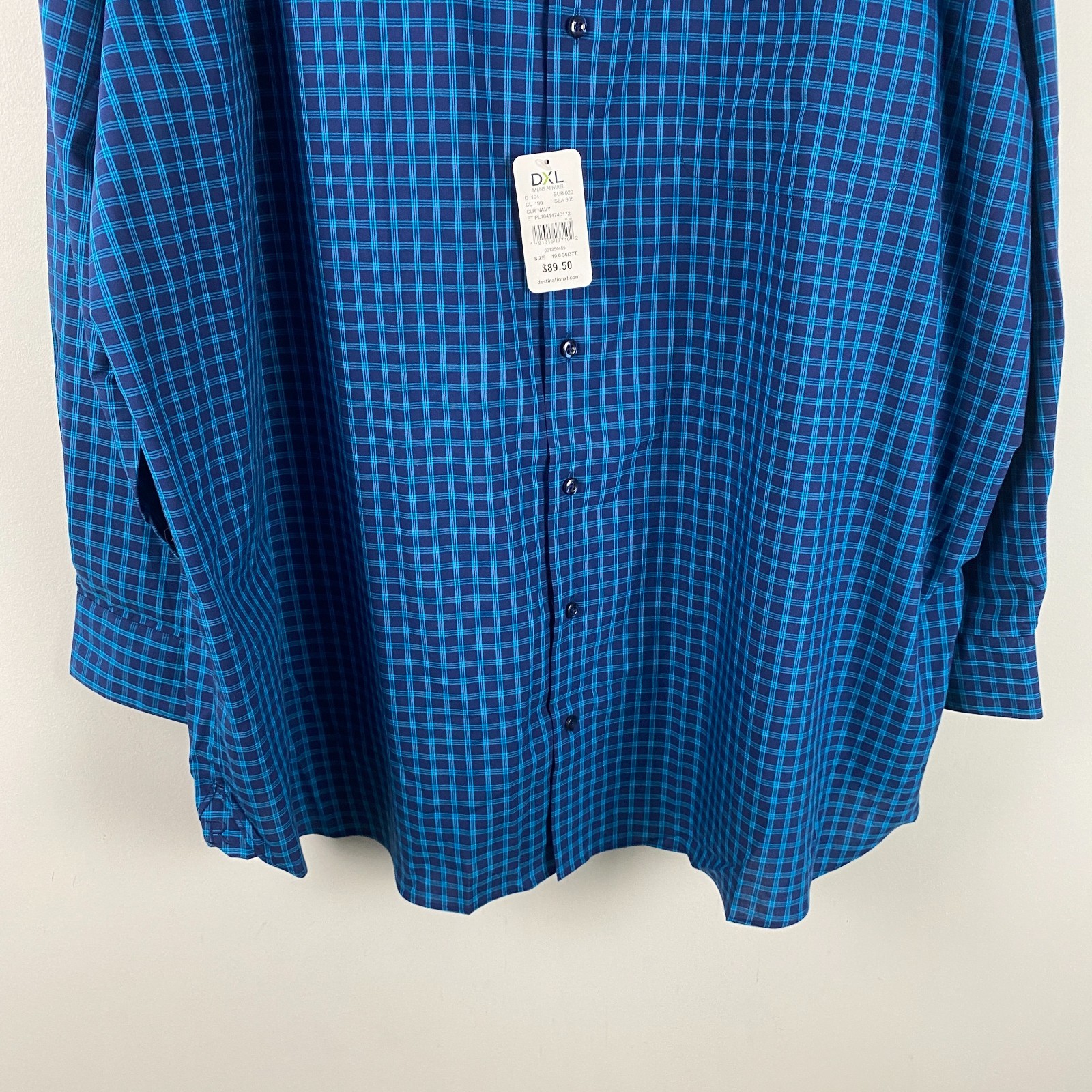 Rochester Egyptian Cotton Non-Iron Plaid Button Shirt Mens 19 36/37 Tall