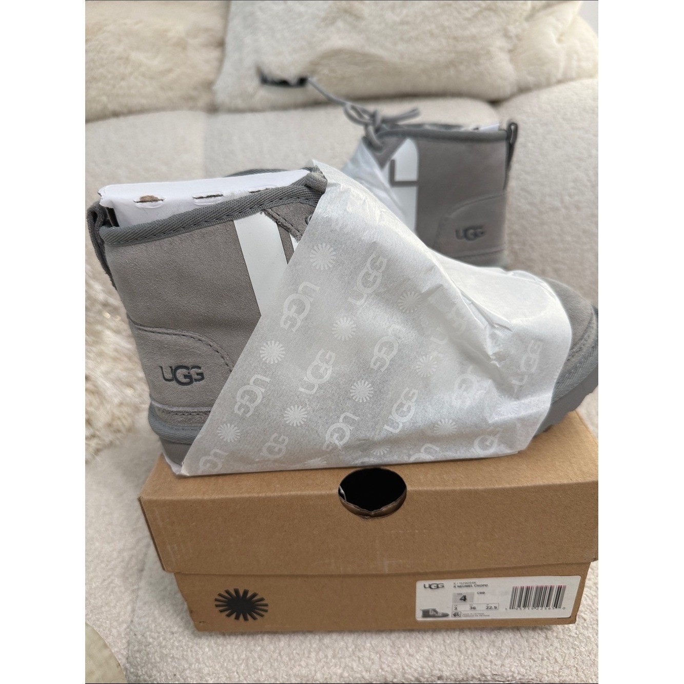 UGG Kids Short Suede Boots in Light Gray