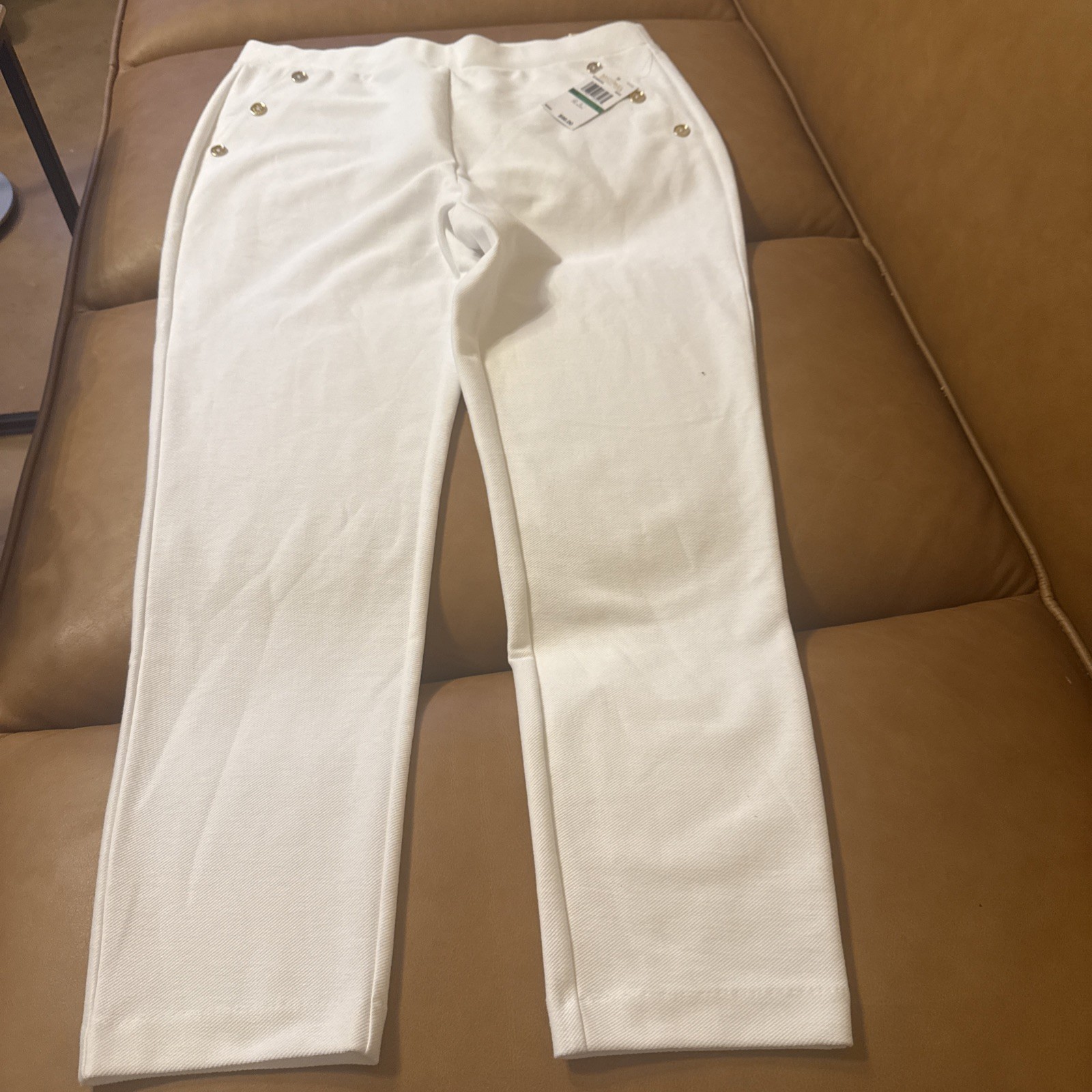 Michael Michael Kors White Ankle Pull On Pants High Rise Large