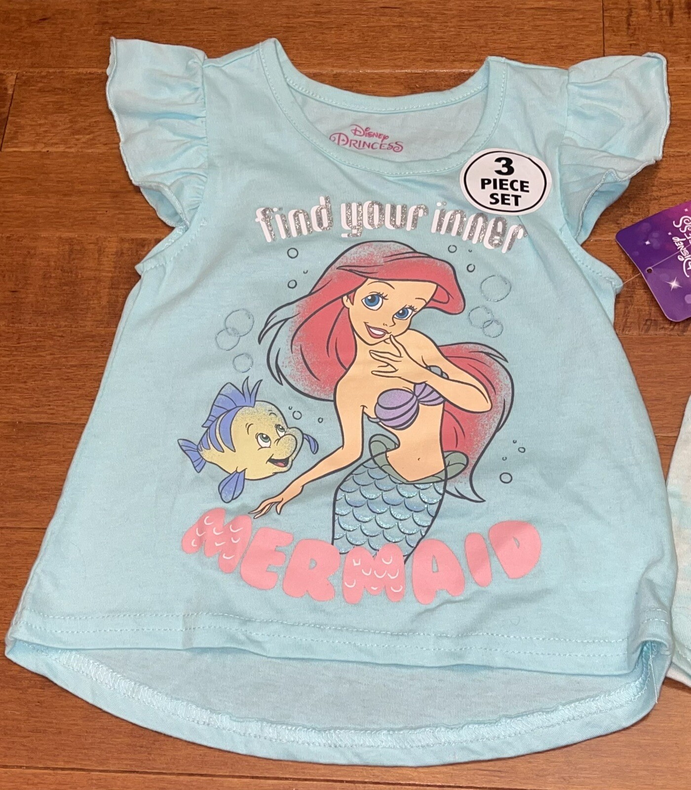 Disney Princess The Little Mermaid Ariel Shirts & Shorts Outfit Set New Size 5