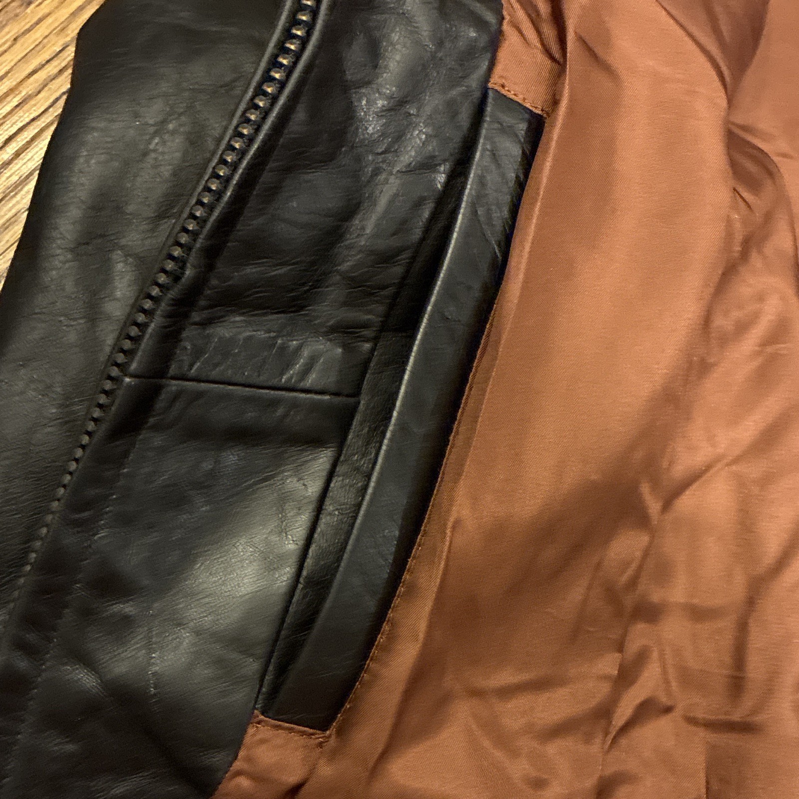 J.CREW Men’s XL Black Leather Jacket Lined Zip/Button Point Collar Pockets