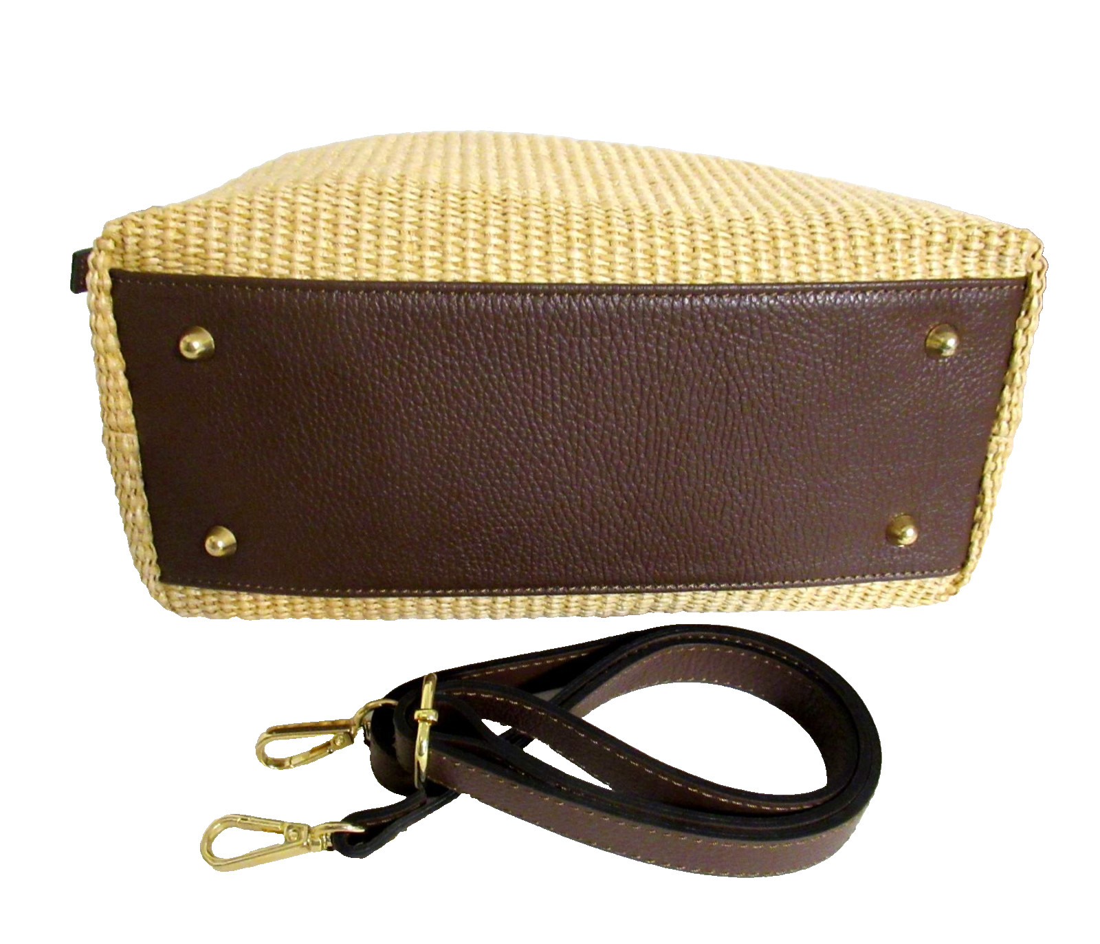 ITALIAN GENUINE RAFFIA & LEATHER TRENDY HANDBAG BAG SATCHEL – MADE IN ITALY