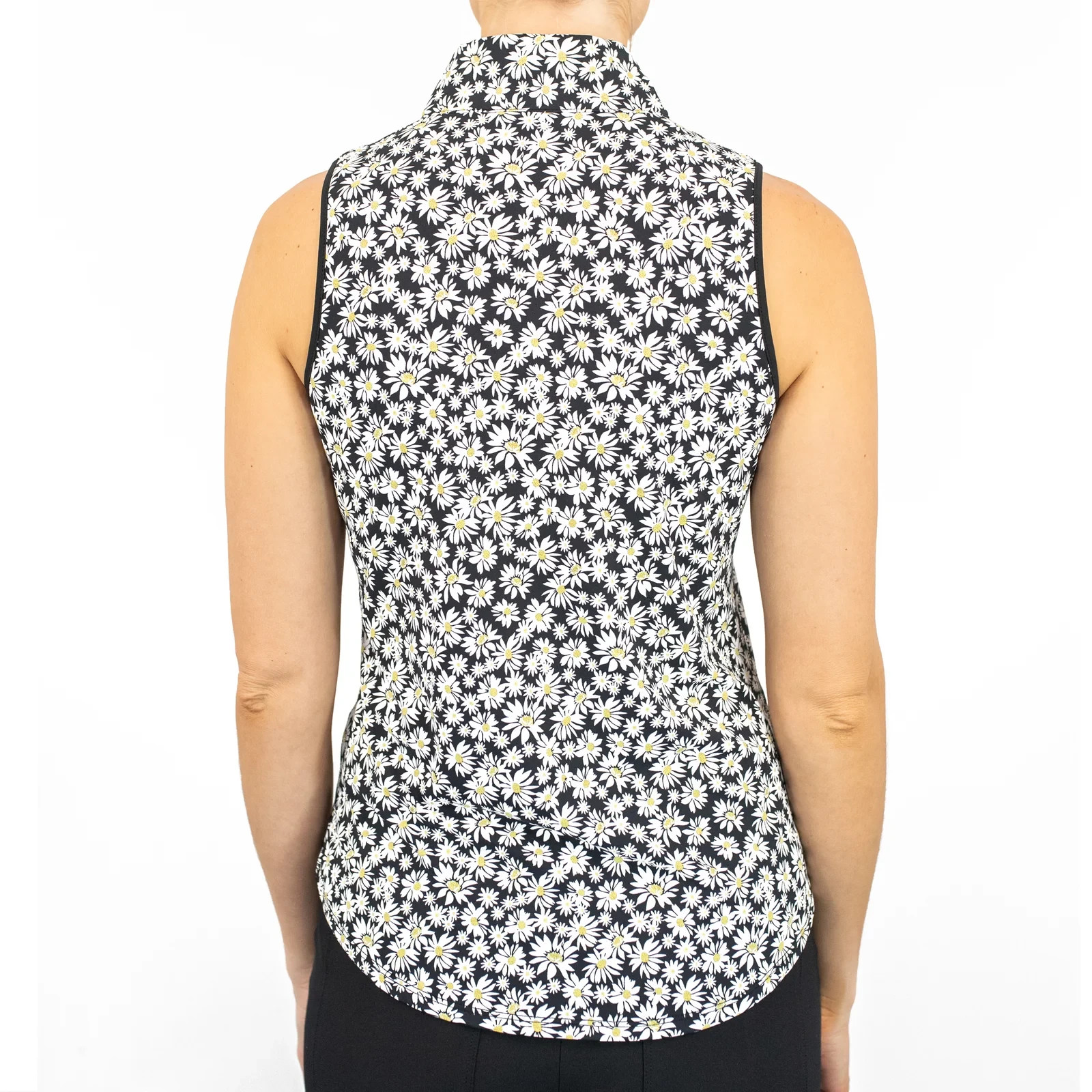 NWT BELYN KEY Black Penny Lane Daisy Cutaway Sleeveless Mock Golf Shirt S & XL