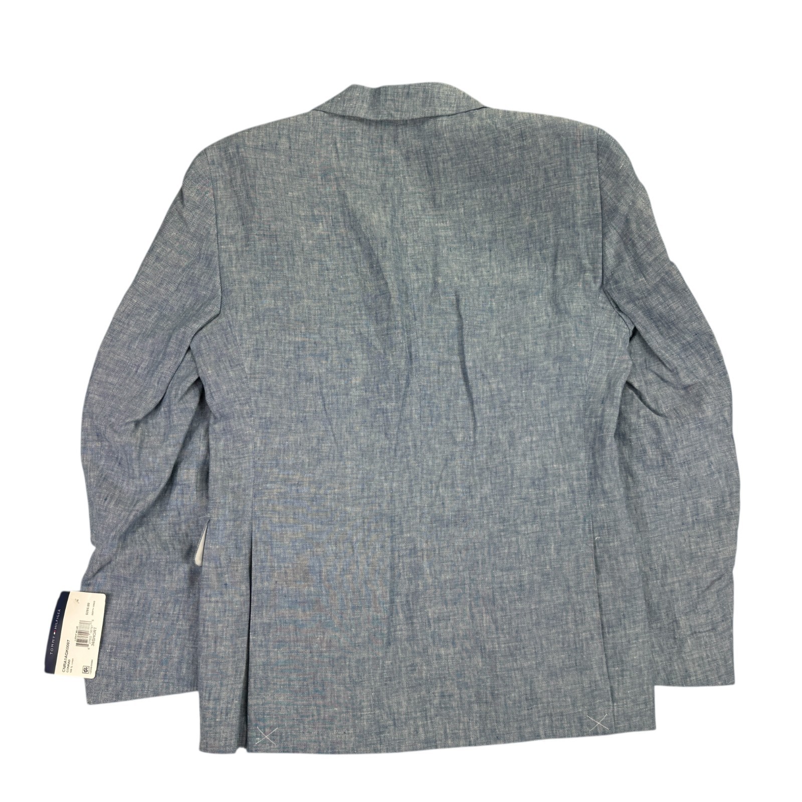 Tommy Hilfiger Mens Modern Fit 100% Linen Solid Sport Coat Blue 36S