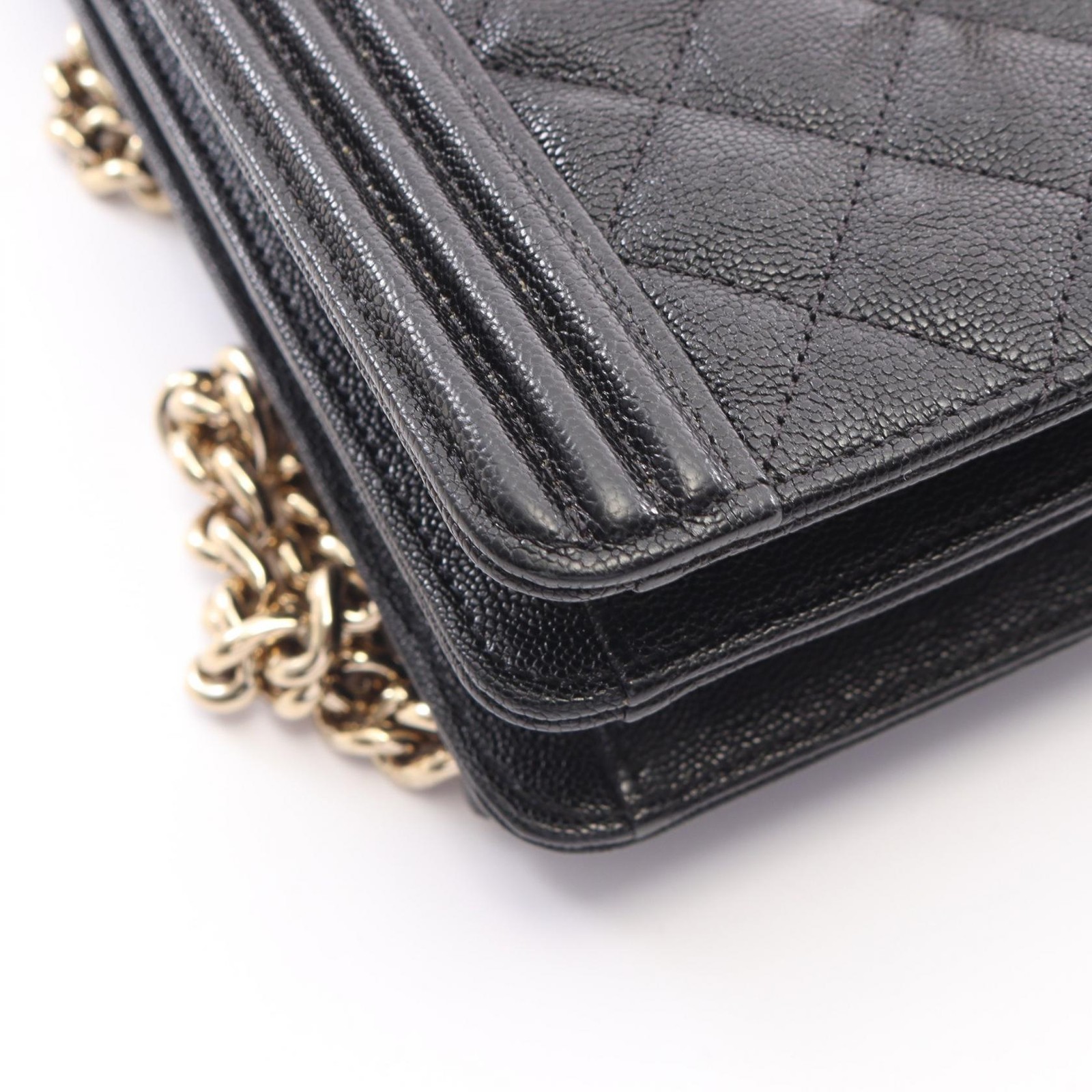 CHANEL Boy Chanel Matelasse Chain Shoulder Bag AS0130 Calfskin Black GHW Used