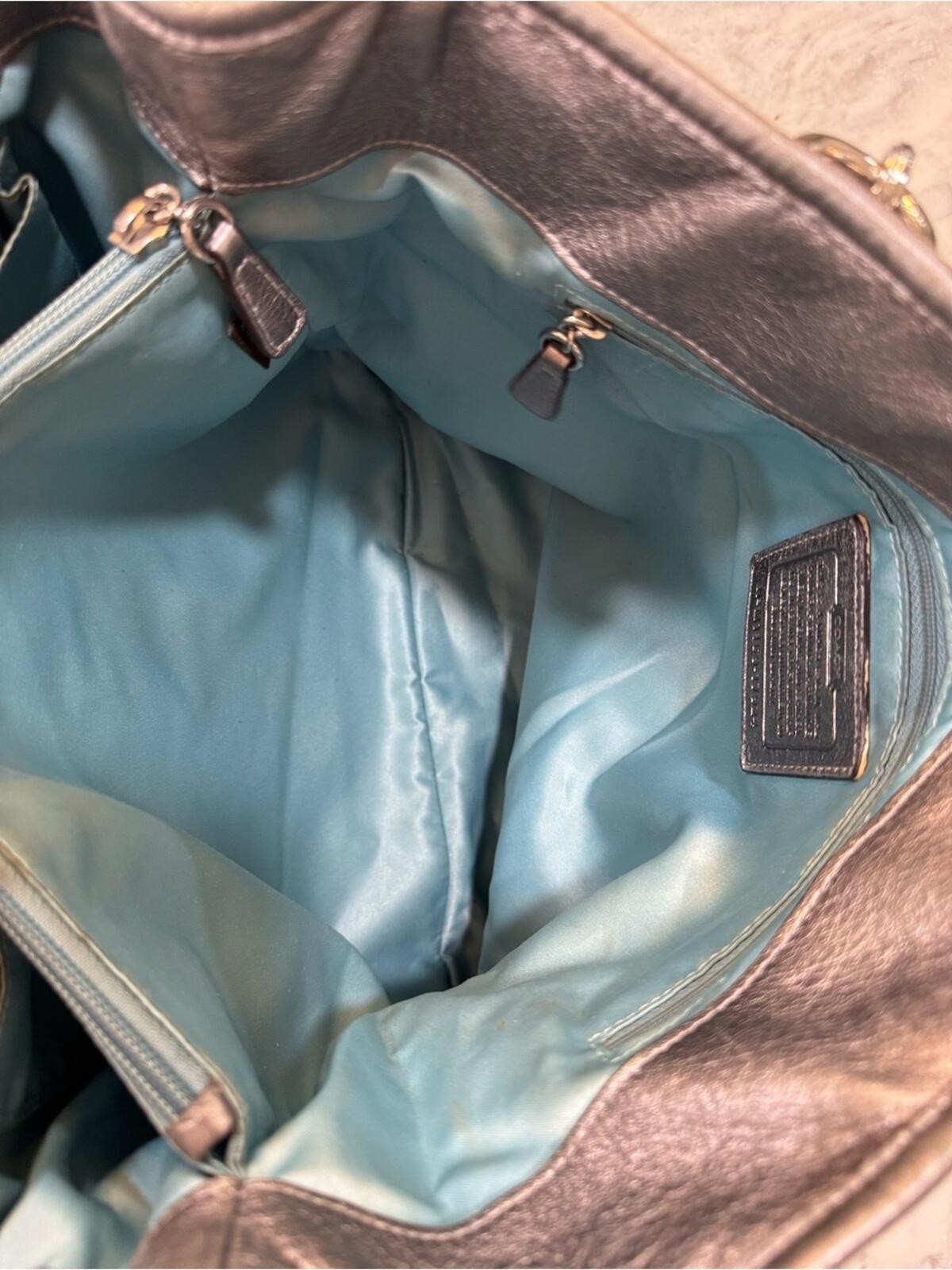 Coach Poppy Leather Pushlock North South Tote