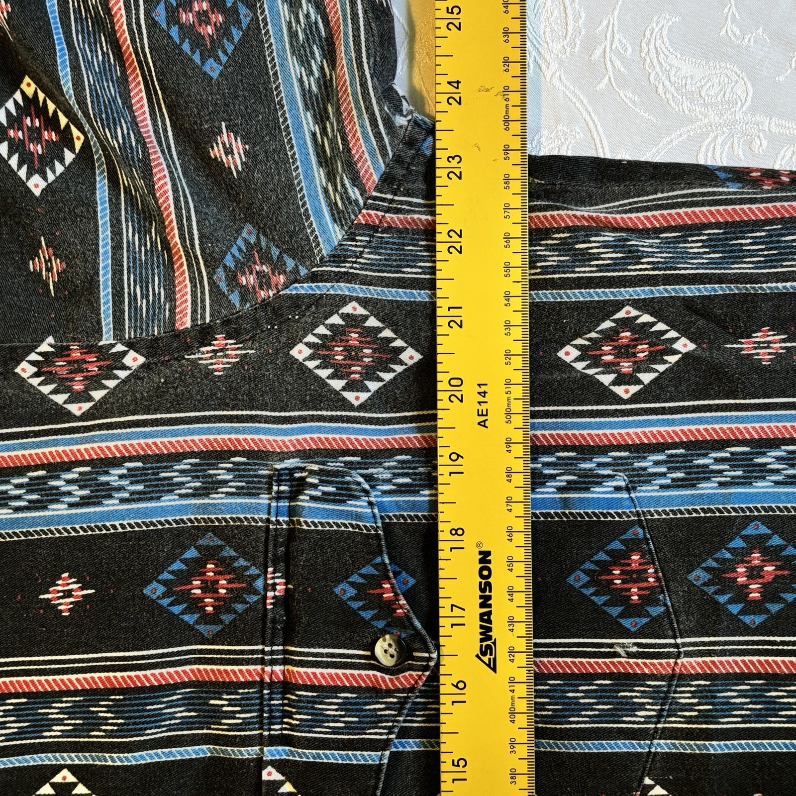 80s 90s RUDDOCK BROS Aztec Shirt Mens size Large short sleeve Western Cowboy USA