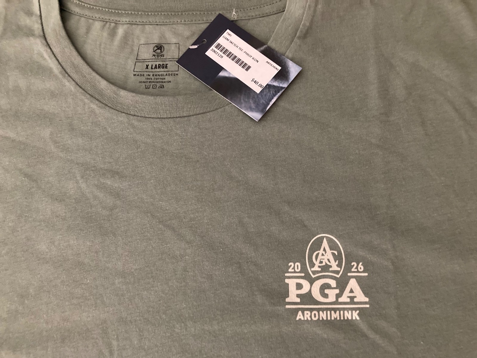 PGA 2026 Aronimink Men’s XL Cotton Tee Shirt – Artichoke Green