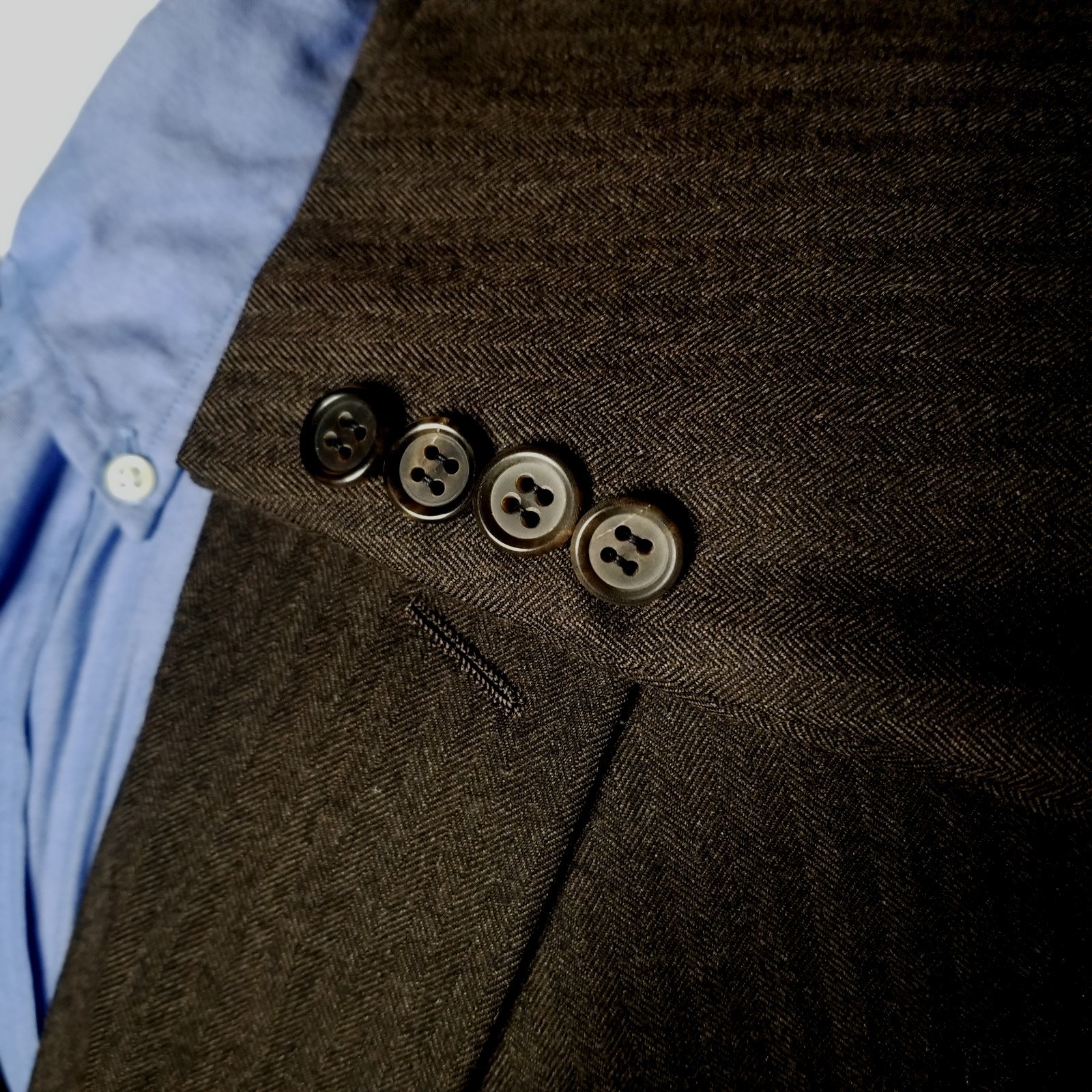 Vtg Hickey Freeman 42R Brown Herringbone Tweed 3pc Suit Jacket Vest Pants W38