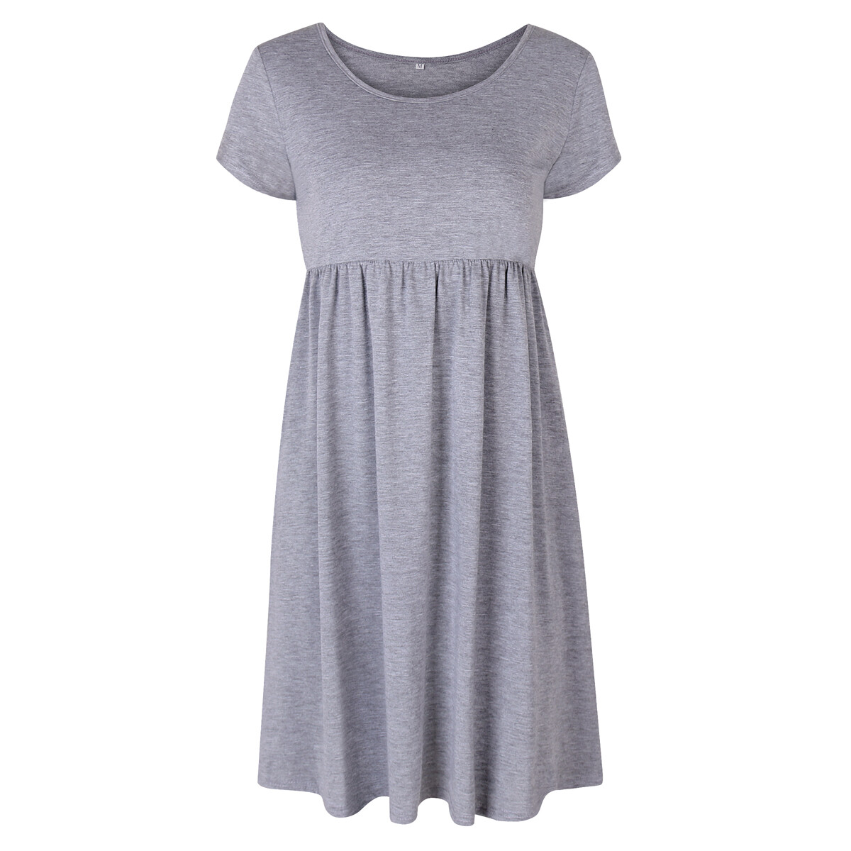 Women’s Short Sleeve Loose Tops Grey Casual Home Clothes Round Neck Soft Dress