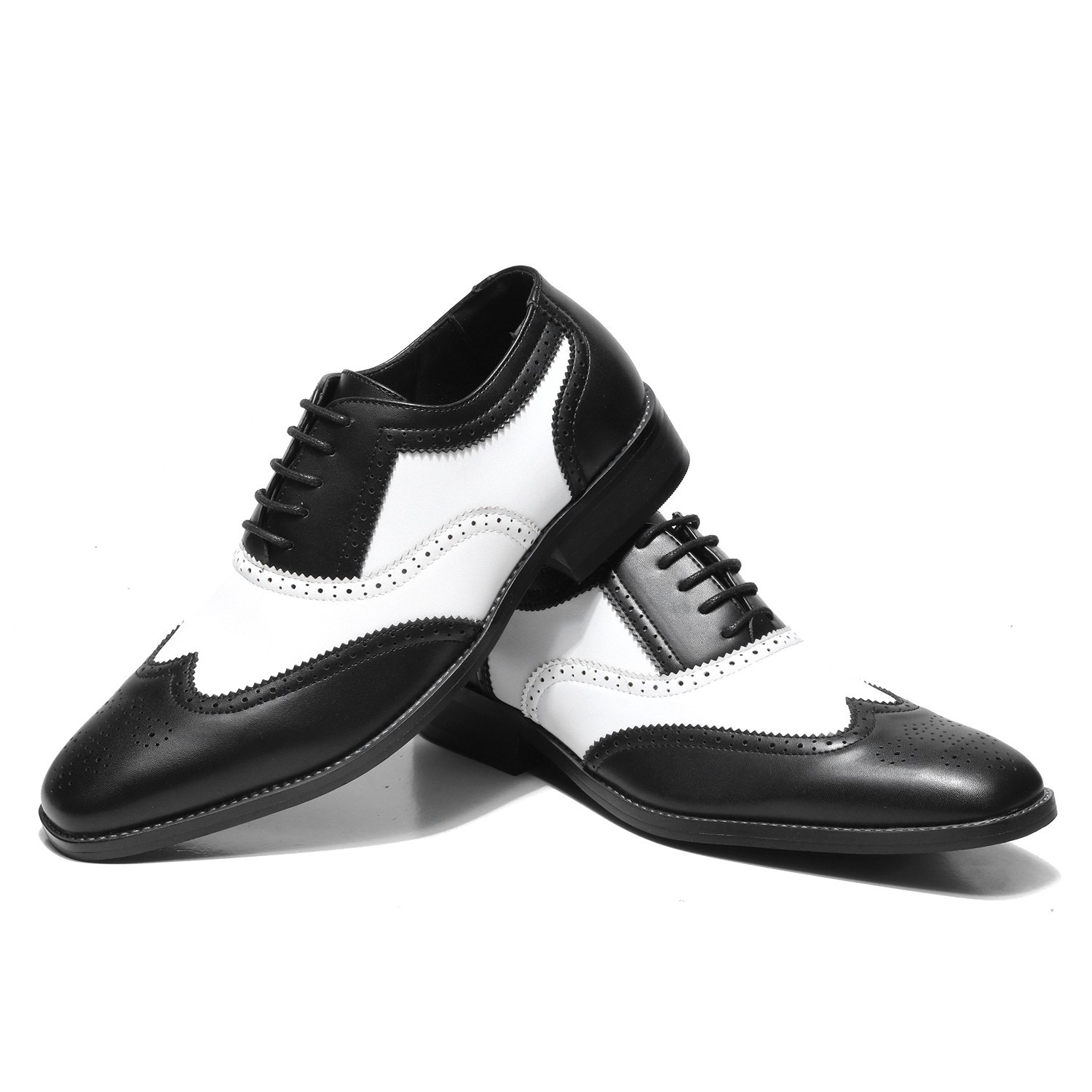 Metrocharm Two-Tone 1920’s Wingtip Oxford Formal Men Dress Shoes