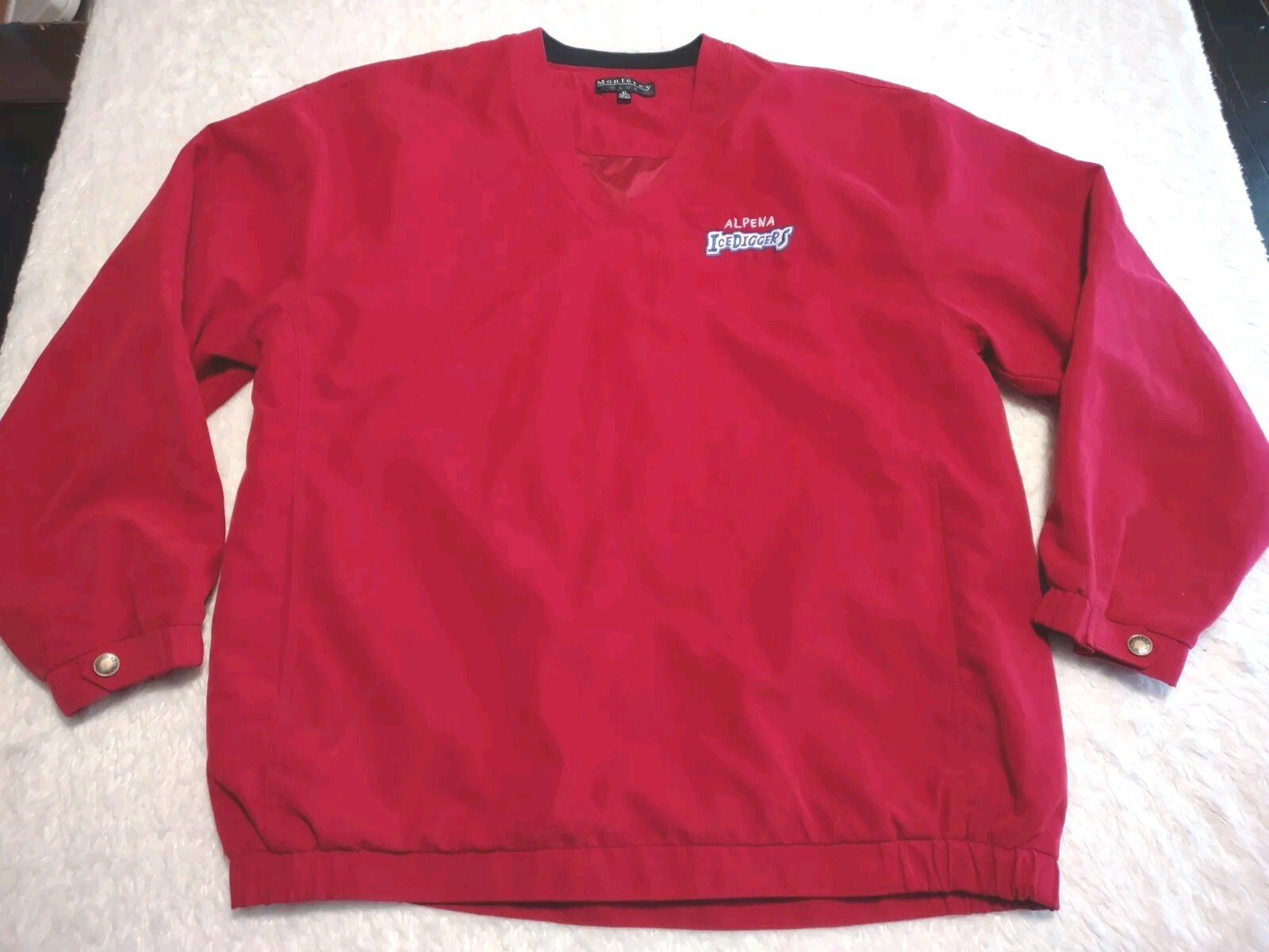 Alpena Ice Diggers Mens XL Ice Hockey V-Neck Pullover Poly/Nylon Blend Red