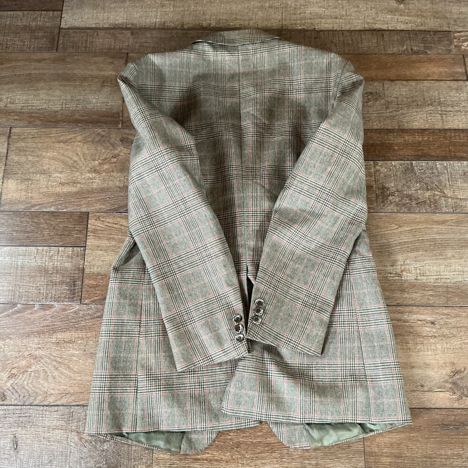 VTG Skopes Trevira Wool Sport Coat Blazer Men’s 40R Green Plaid 3-Button #281219