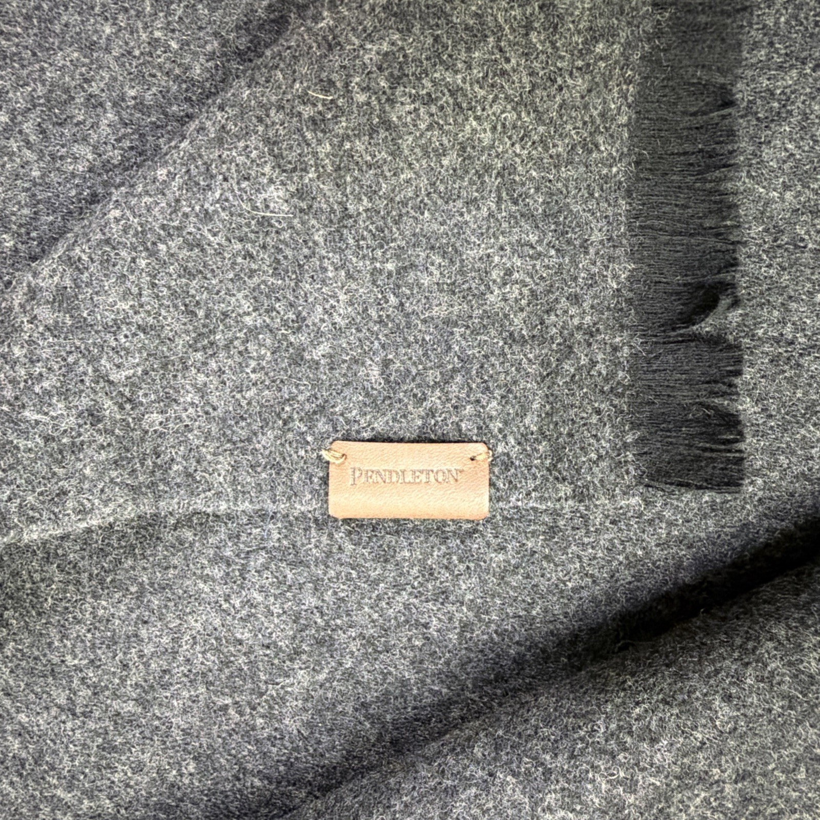 Pendleton Wool Wrap Scarf 24×76 Dark Gray with Fringe Made in Italy
