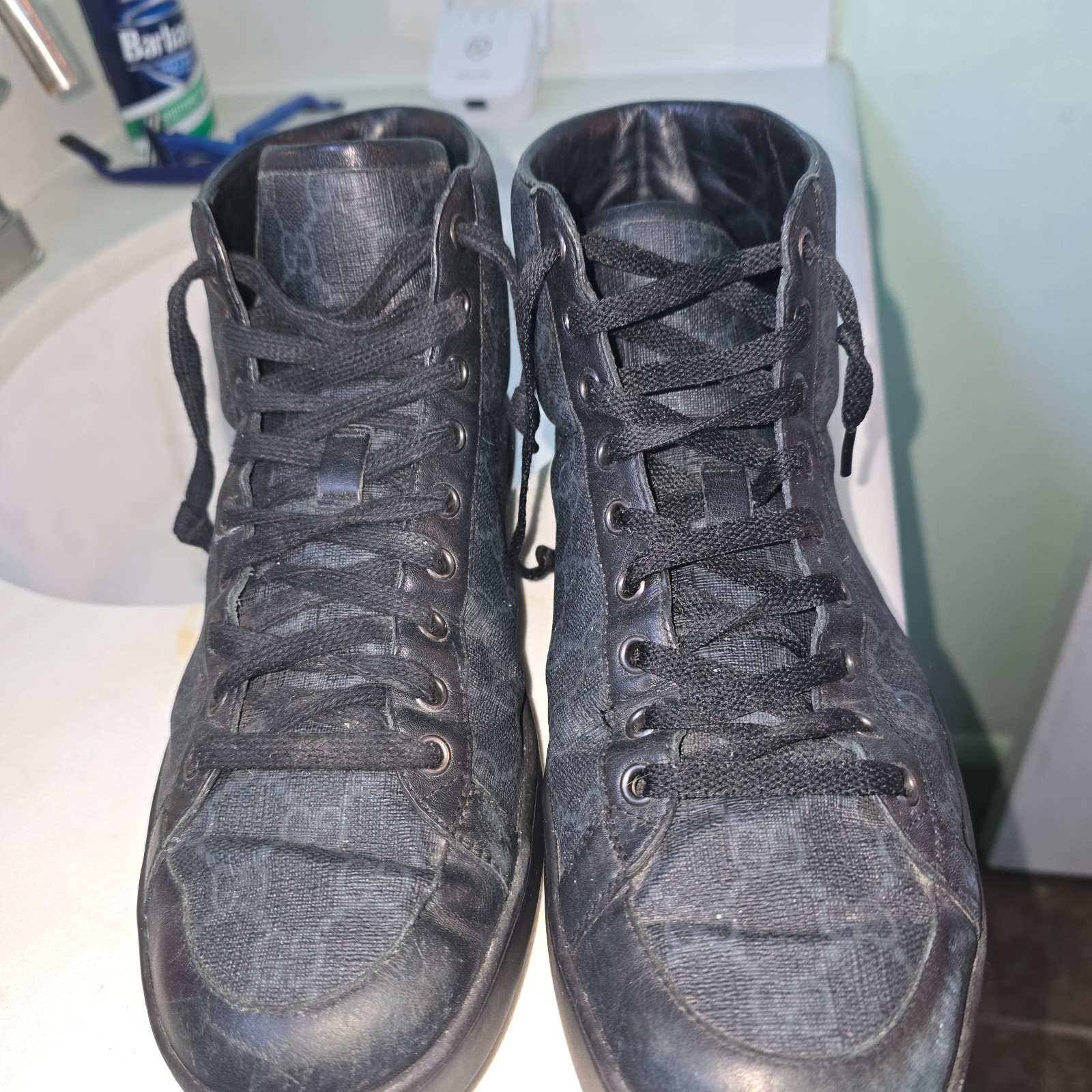 Gucci Men’s Brooklyn GG Supreme Canvas High-Top Sneakers: SIZE US MEN 9