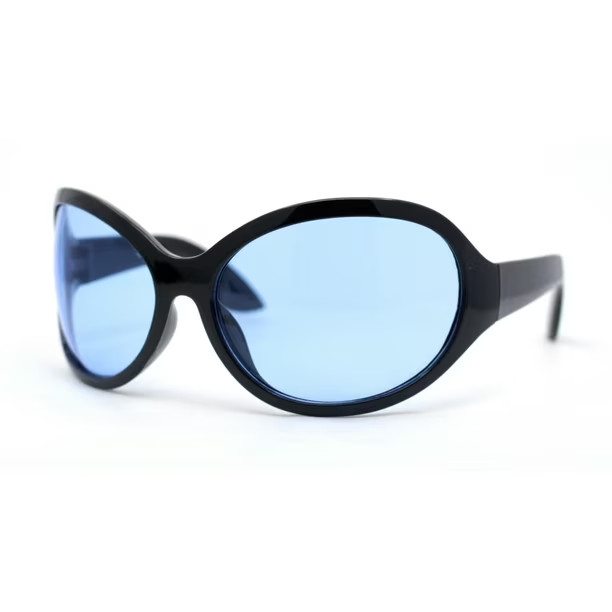 Oversized Sunglasses Blue Yellow Red Purple Lens Black Frame Wrap Around Outdoor