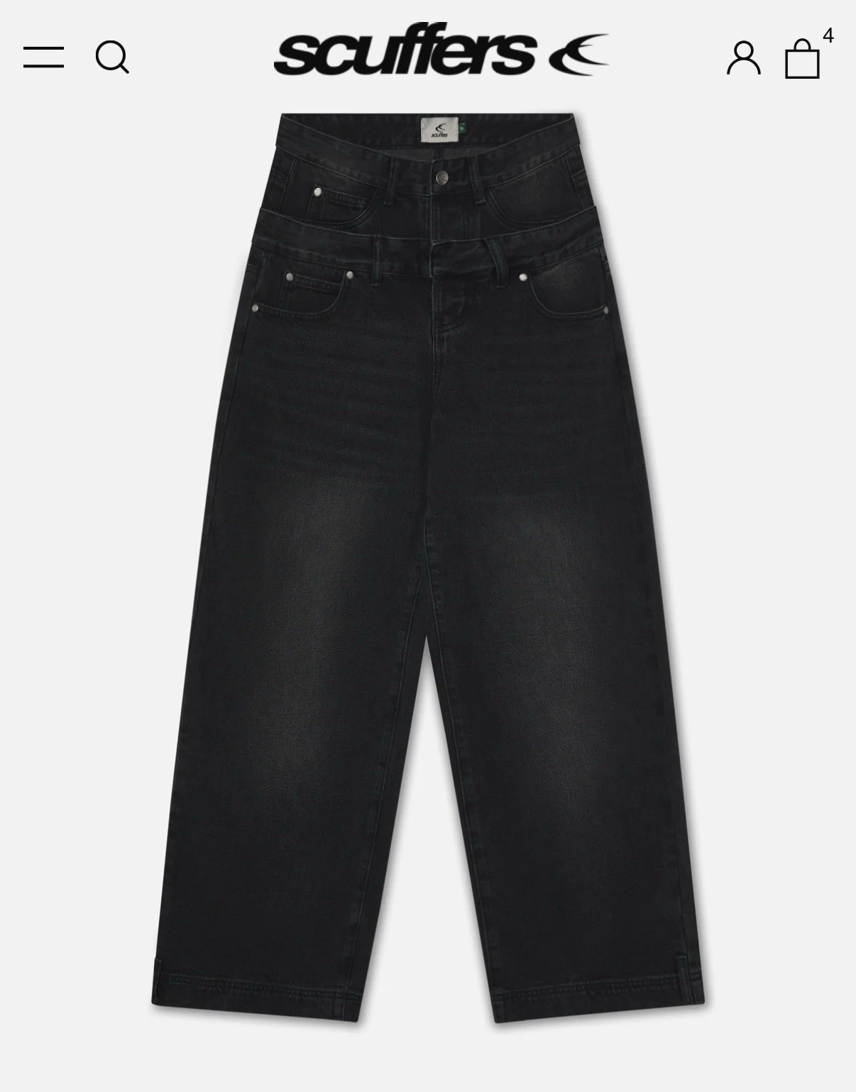 Scuffers Black Wash Jeans Size 32, Brand New With Tags
