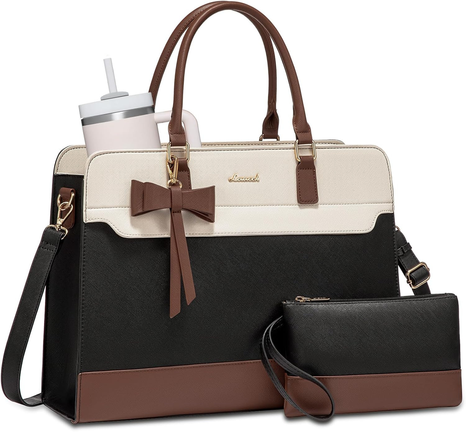 Laptop Tote Bag for Women,Leather Work Bag, Waterproof Business Teacher Bag,Larg
