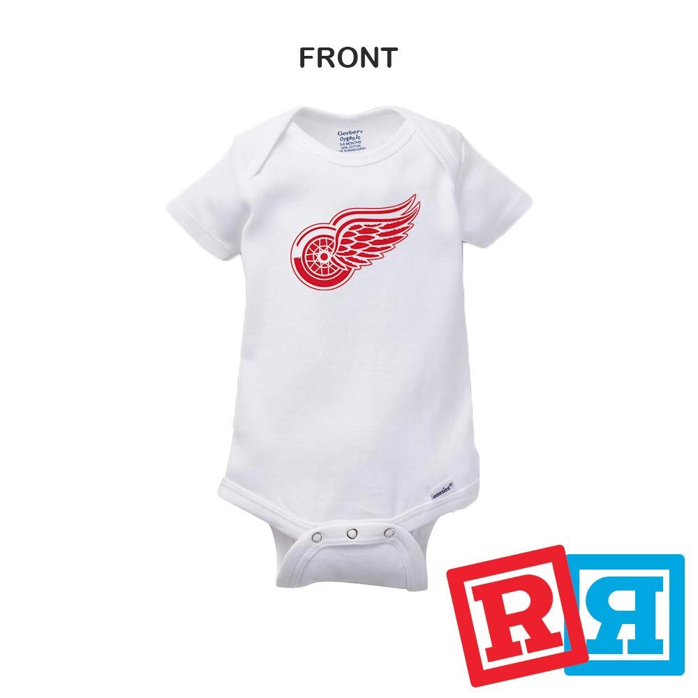 Personalized Detroit Red Wings Gerber Baby Onesie® Cotton Custom Bodysuit