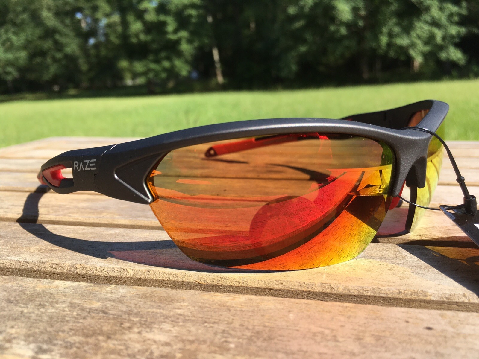 RAZE Eyewear Sunglasses Pursuit HD Gray Red Mirrored Brown Lens 35213