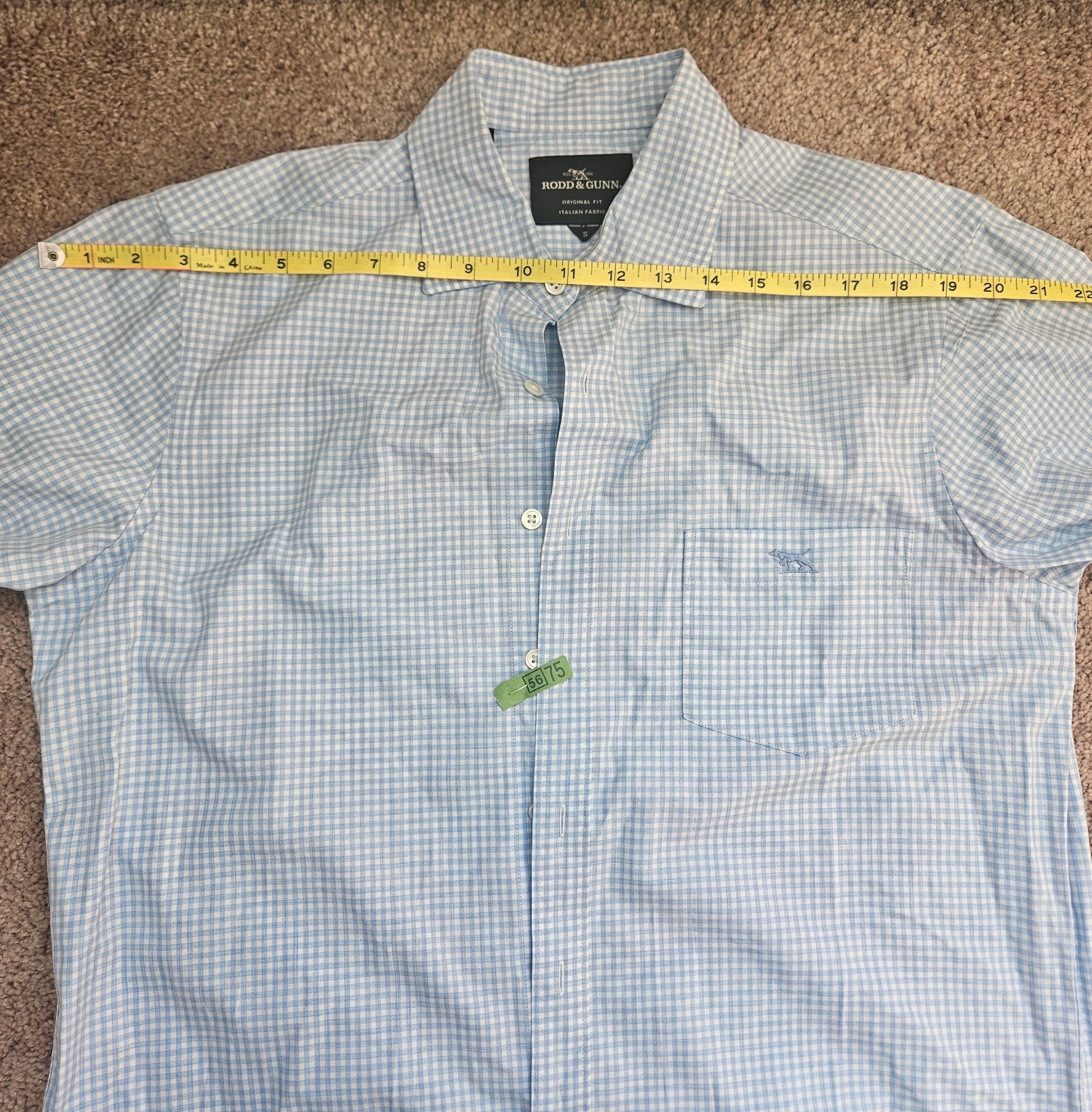 Rodd & Gunn Button Down Shirt Light Blue Check Glacier Mens S 100% Cotton LP5781