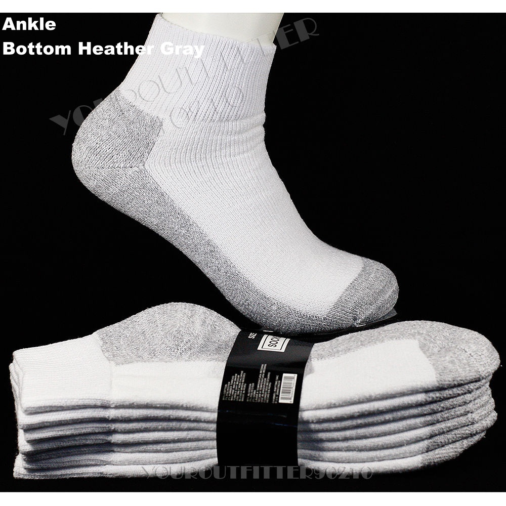 Men Women Sport Heavy Cotton Socks Lot Low Quarter Ankle Crew 9-11, 10-13, 13-15
