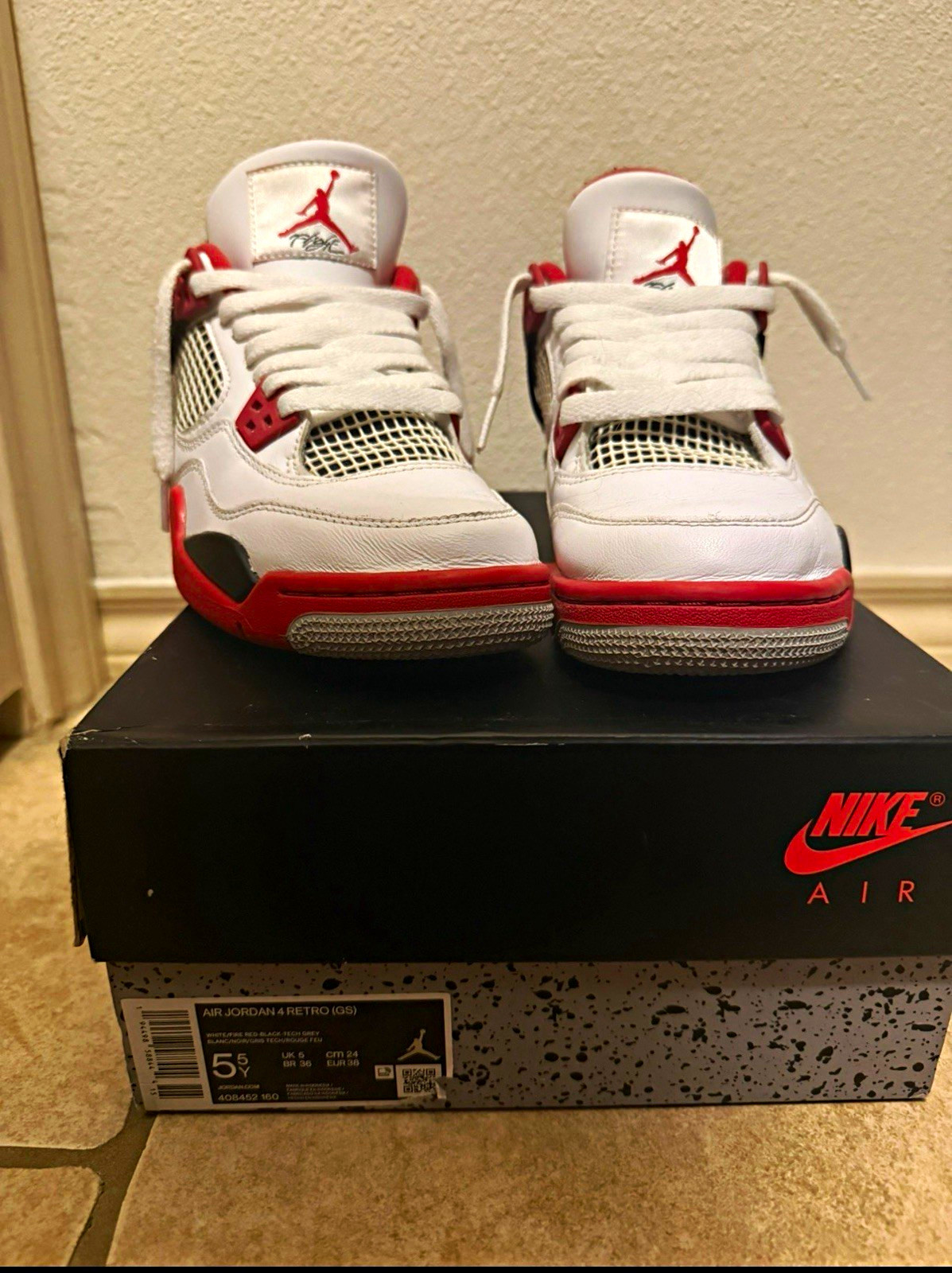 Jordan Air Jordan 4 Retro (GS) White/Red/Black Leather Youth US 5.5