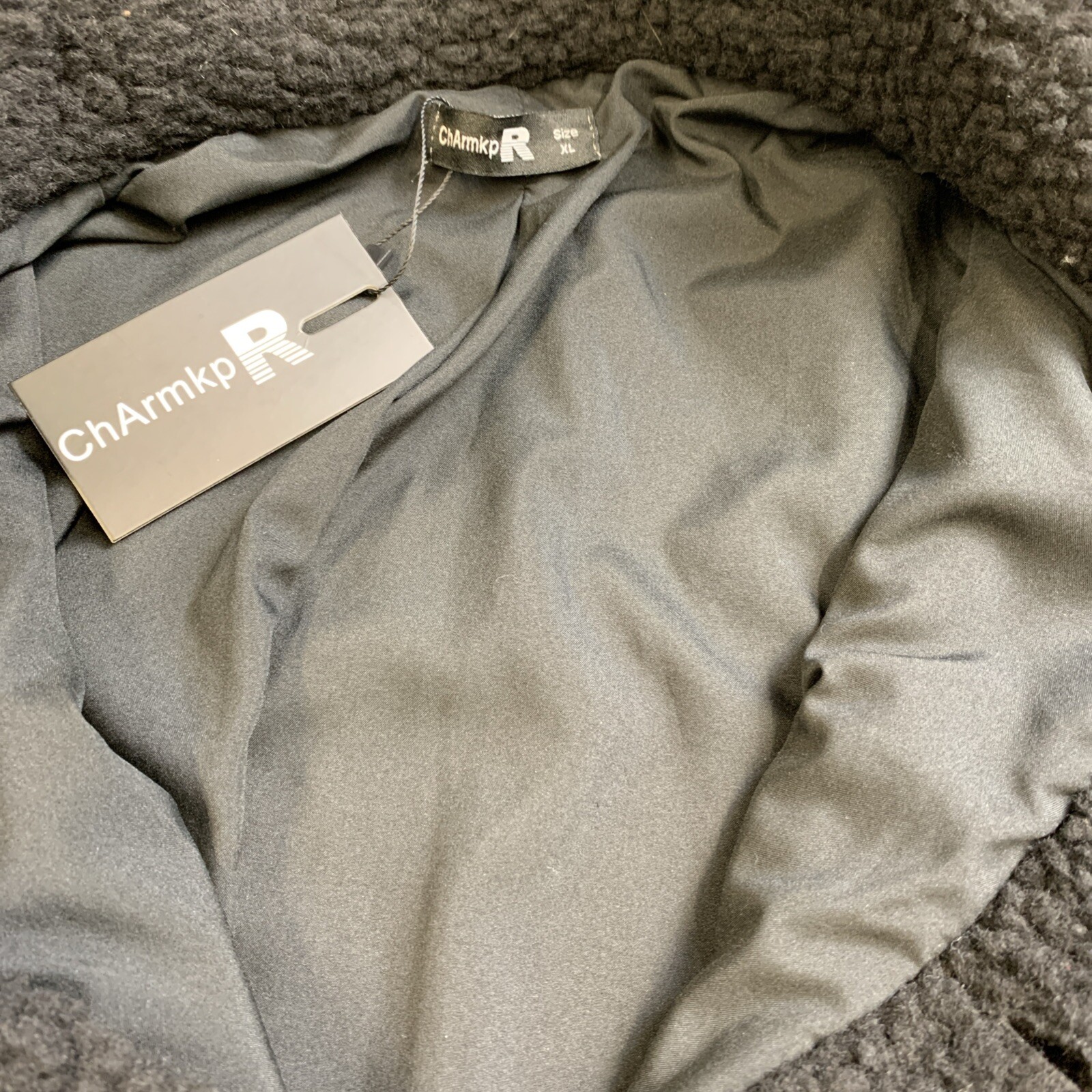 ChArmkpR Coat Men’s XL Buttons Front Pockets Sherpa Fleece Soft Jacket Black