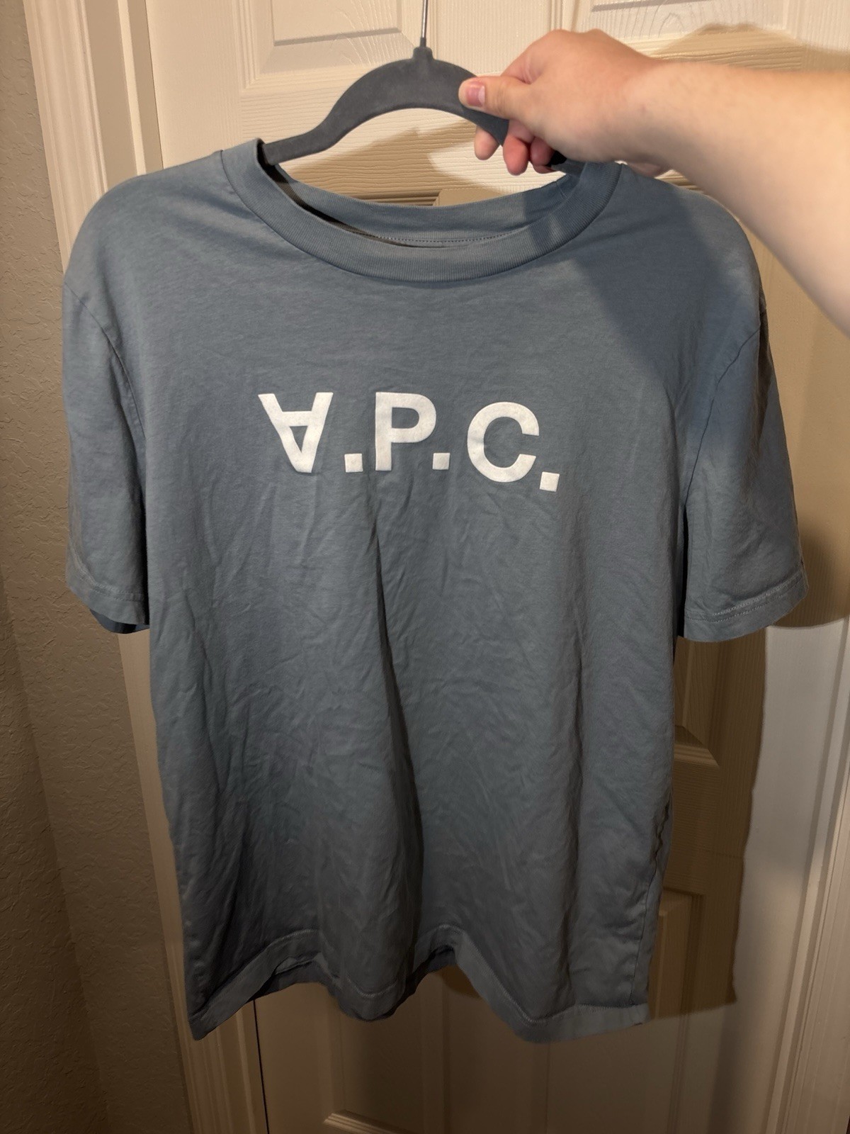 A.P.C. VPC Logo Cotton T-Shirt in Blue Large Made In Türkiye