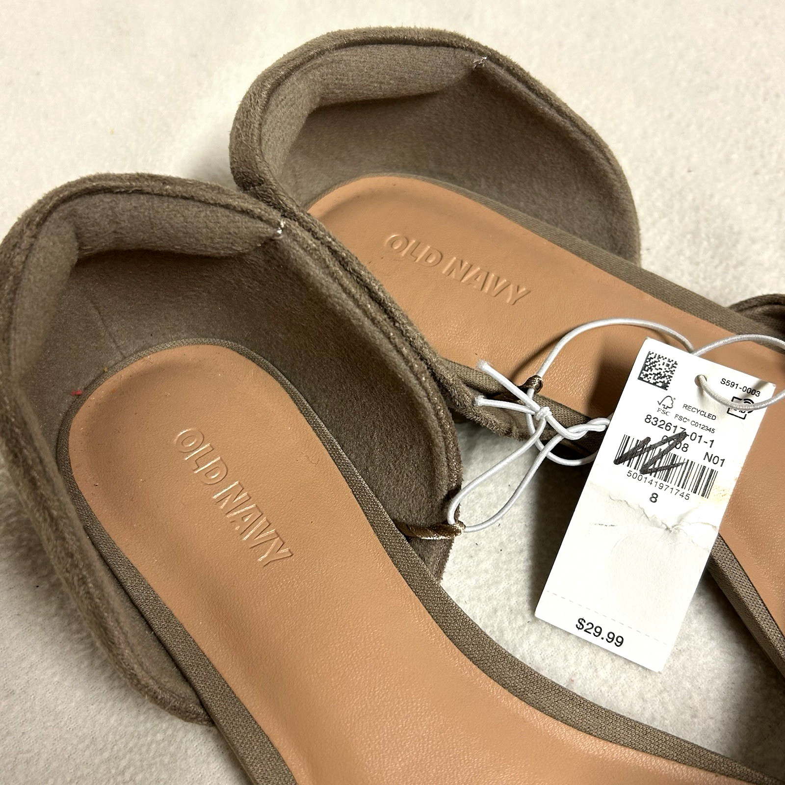 Old Navy D’Orsay Flats Women size 8 Taupe Faux Sueded Upper Slip On NWT no box