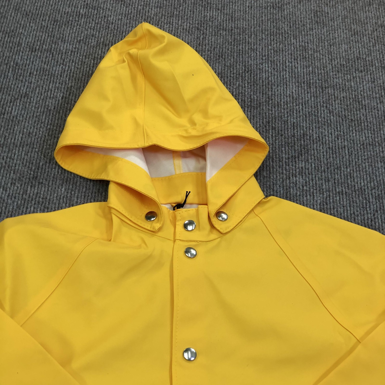 Stutterheim Raincoat Kids 6-7 Yellow Mini Hooded Snap Waterproof Rubberized