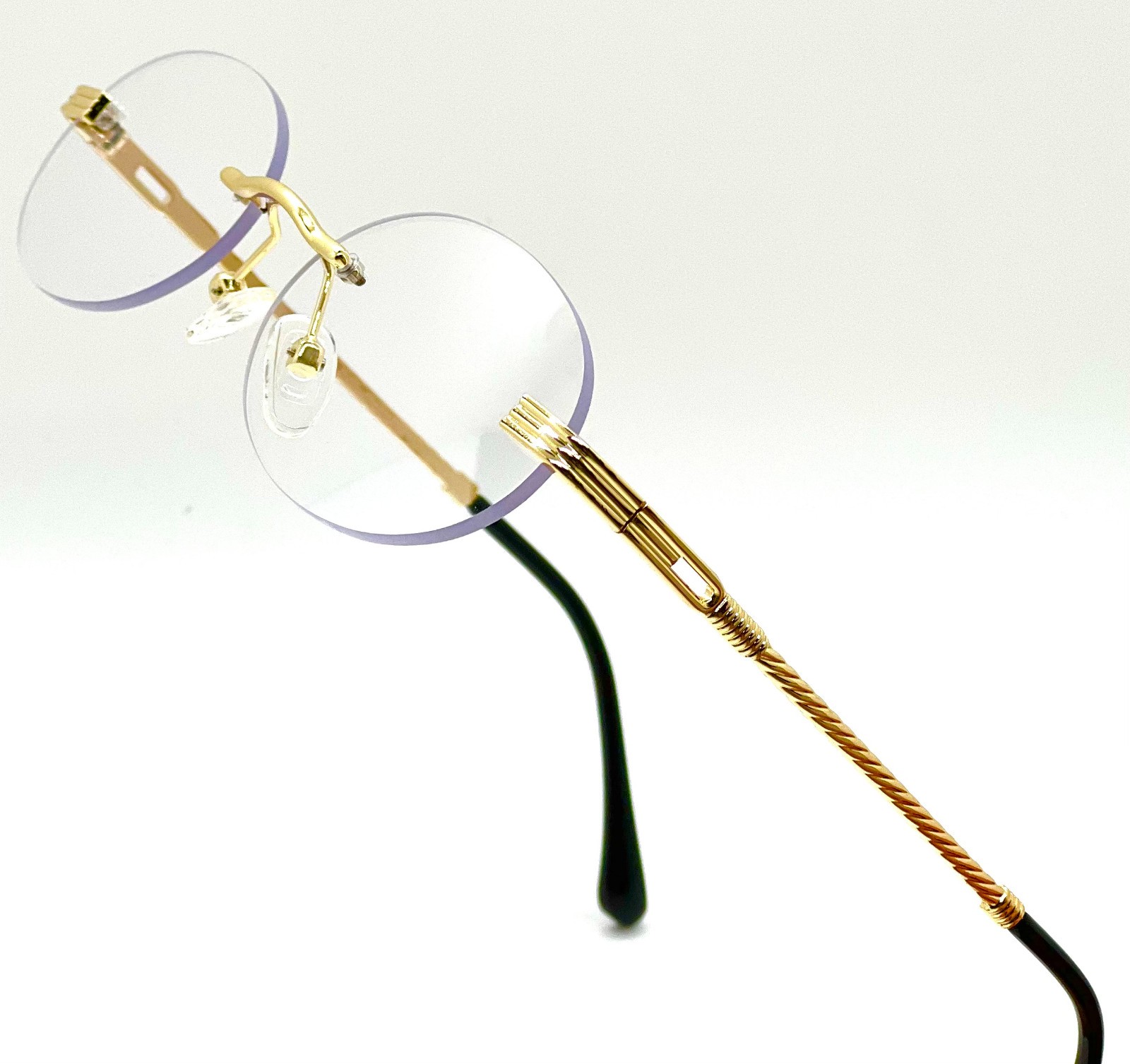 Vintage Gold Frame Rimless Luxury Men’s Hip Hop Clear Lens Retro Fashion Glasses