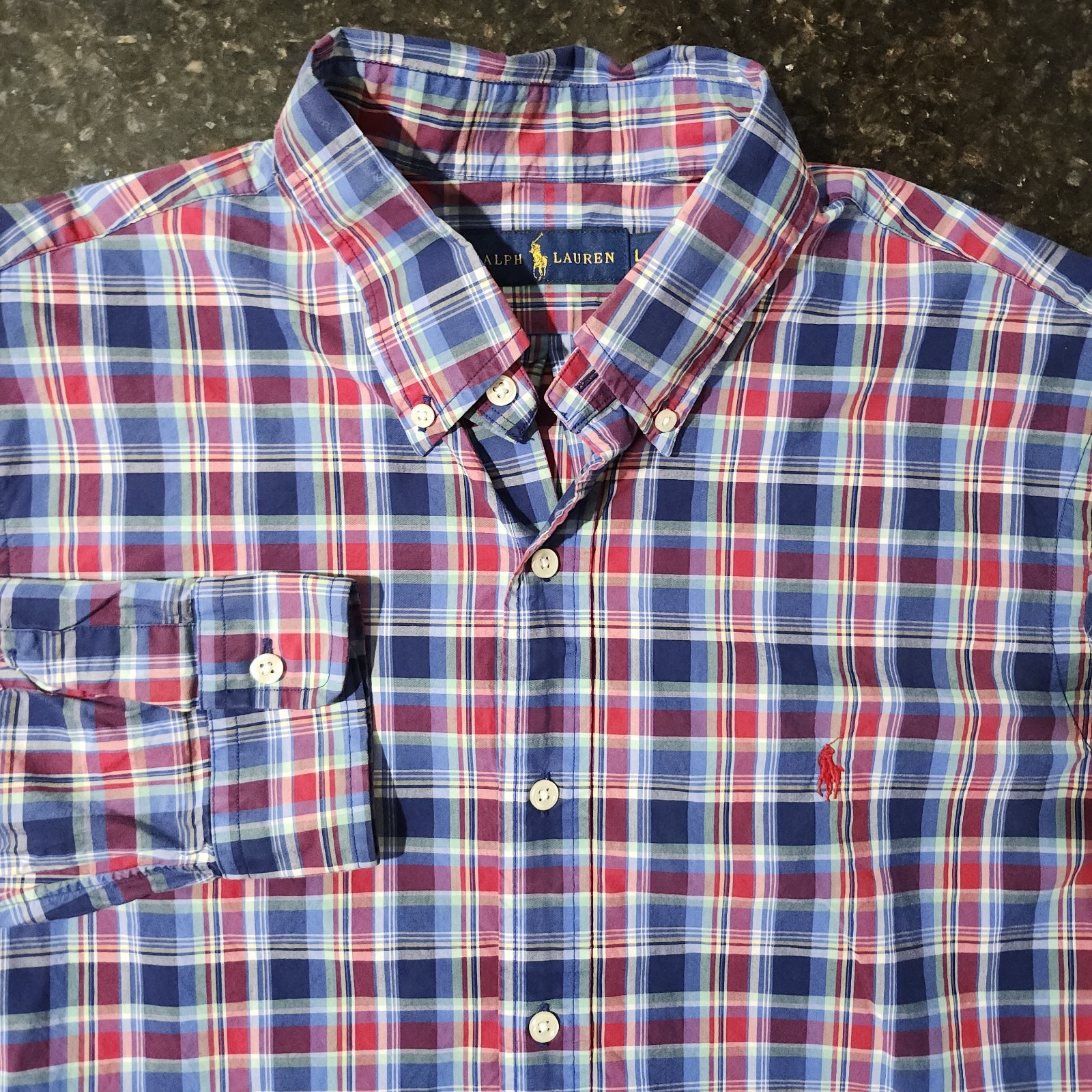 Polo Ralph Lauren Plaid Check Button Down Classic Preppy Outdoor Money Large