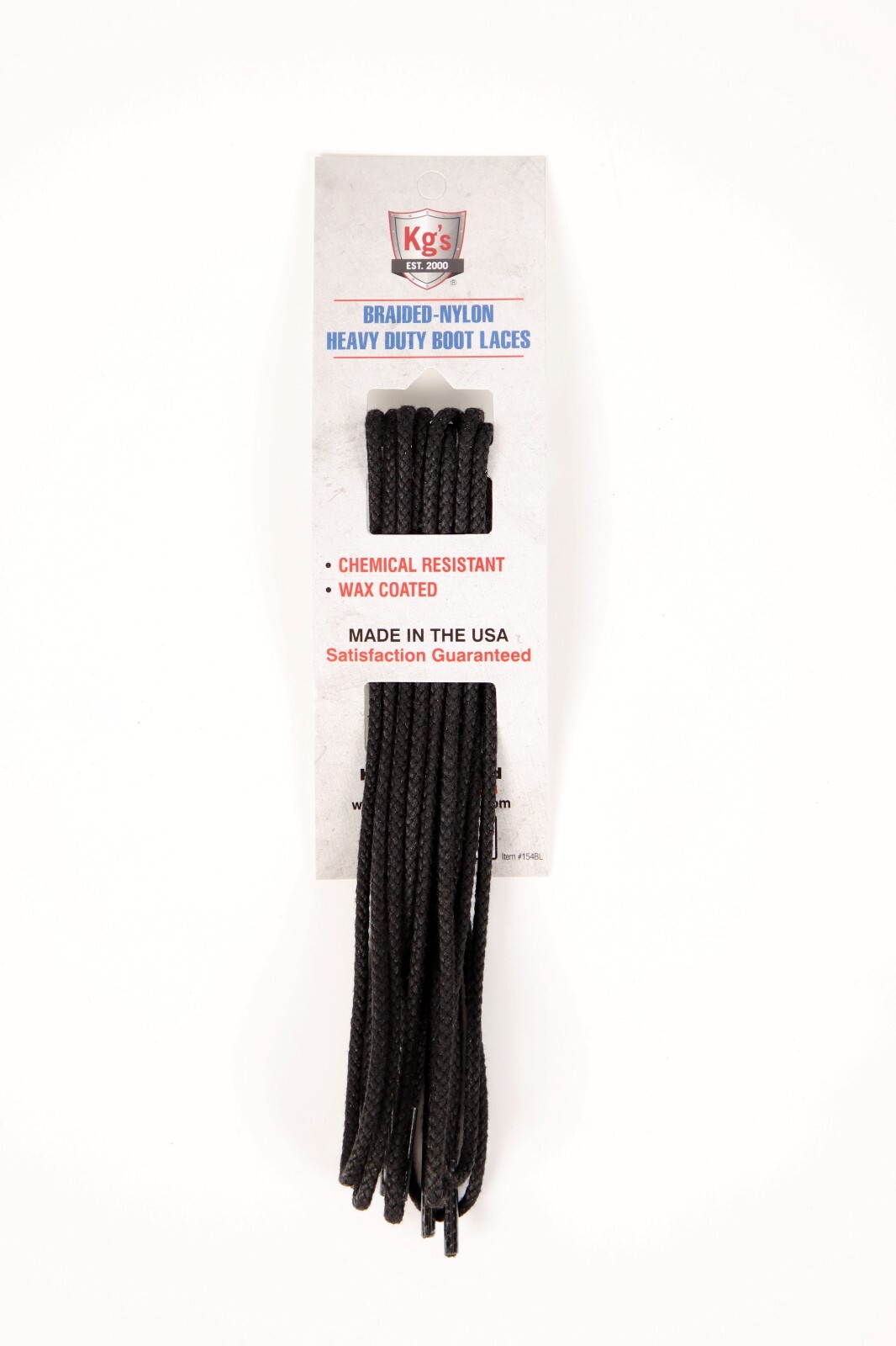 Kg’s Heavy Duty Nylon Boot Laces Black (2 Pairs) Made In The USA