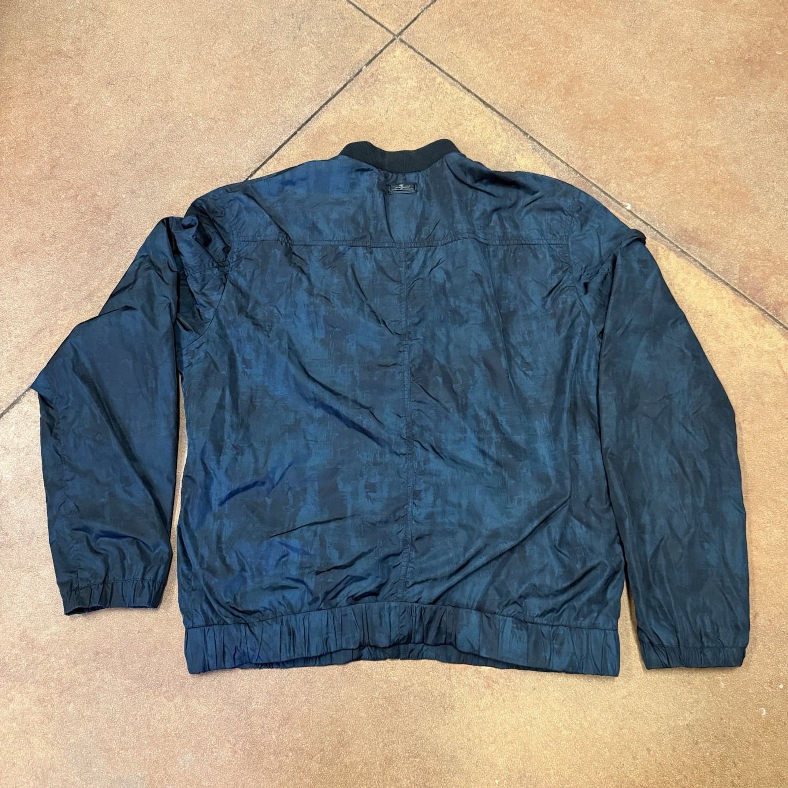 7 For All Mankind Men’s Blue Bomber Jacket XL Full Zip Stand-Up Collar Pockets