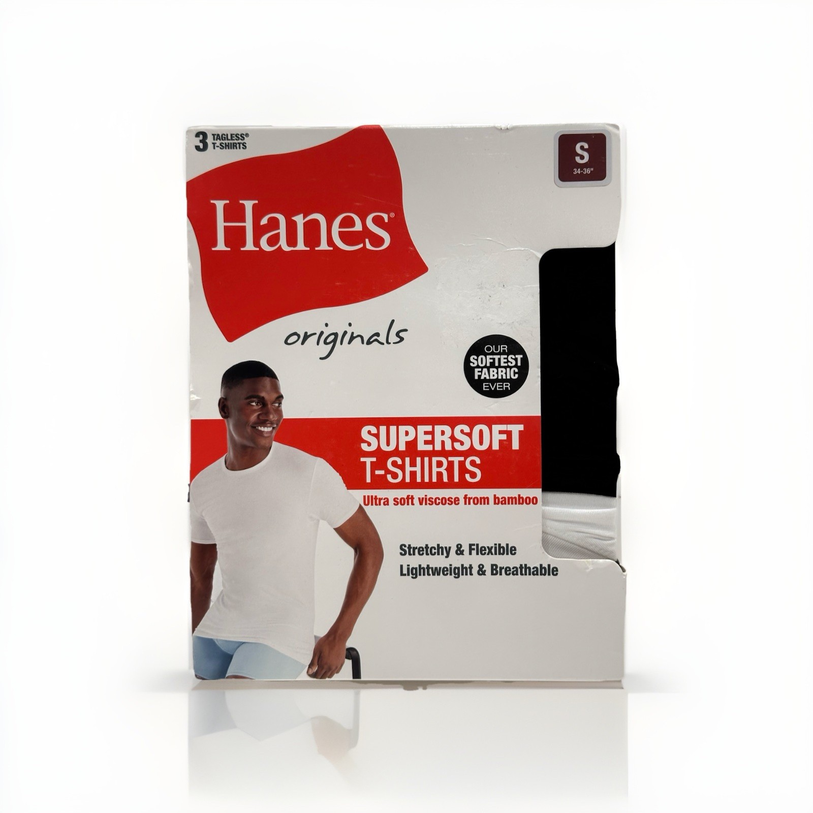 Mens 3-Pack T-Shirts Crew Neck Multicolor Soft Size Small Hanes