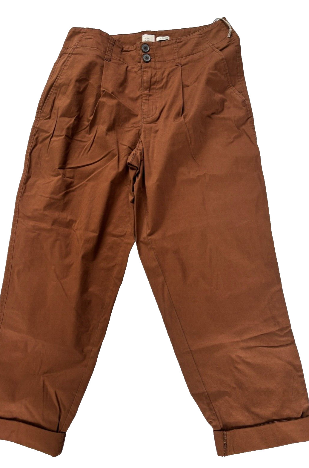 NWT A New Day brown Crop Pants size 10 stretch Front pleat pockets zip