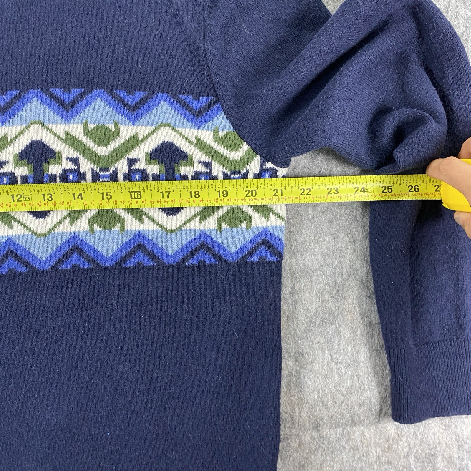 GAP Roll Neck Fair Isle Sweater Men’s Large Blue Nordic Y2K Cotton