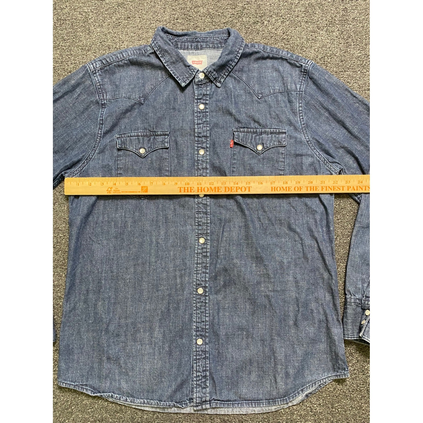 Levi’s Western Pearl Snap Shirt Blue Mens XL Long Sleeve Denim Ranch 3LYLW2262