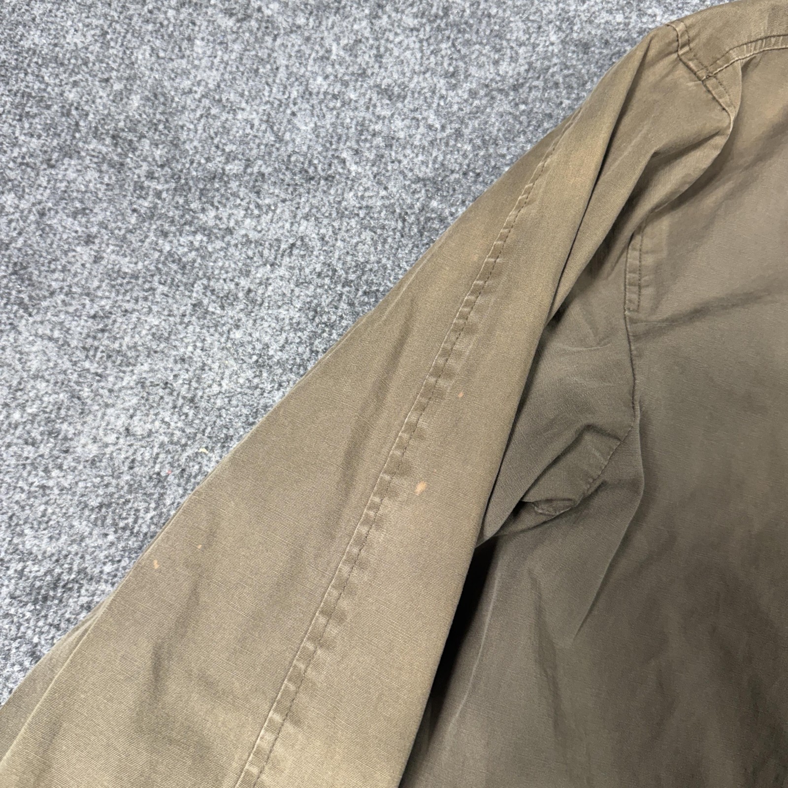J.Crew Jacket Mens Medium Brown Canvas Military Full Zip Pockets Lined Oarsman